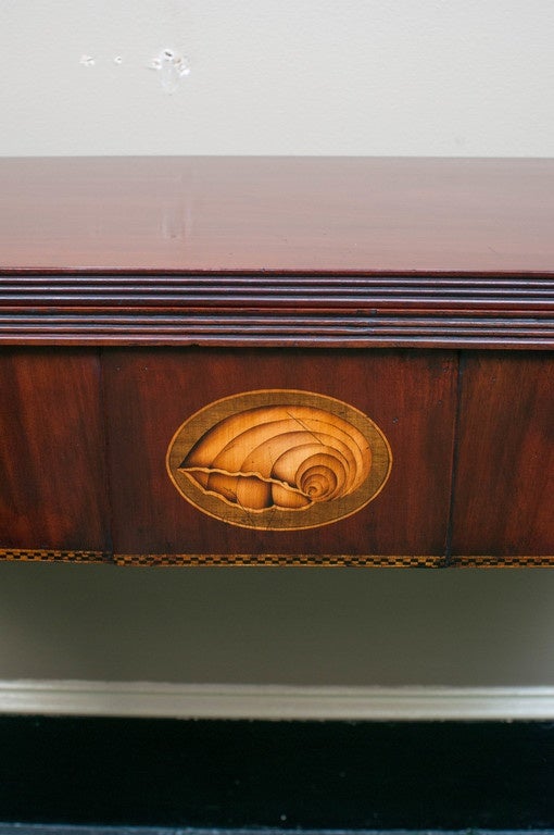 19th Century Federal Card Table with Conch Shell Inlay and Brass Ball Feet, circa 1805