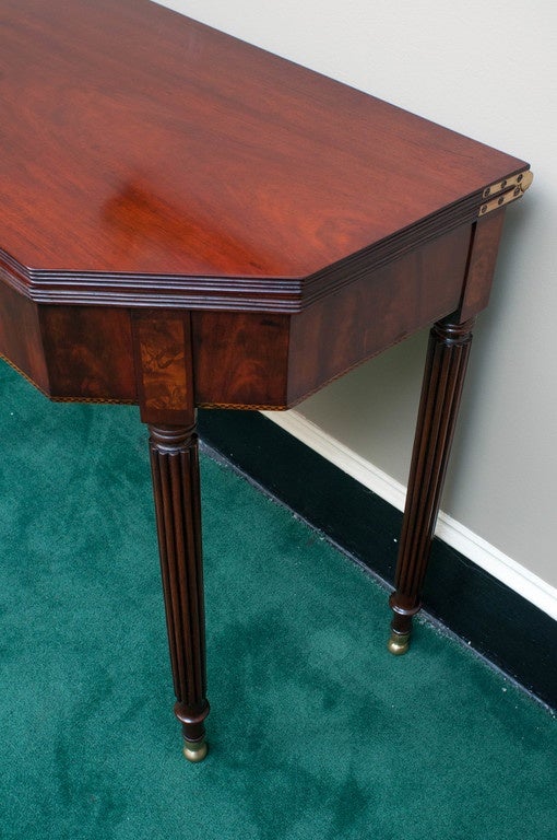 Federal Card Table with Conch Shell Inlay and Brass Ball Feet, circa 1805 1