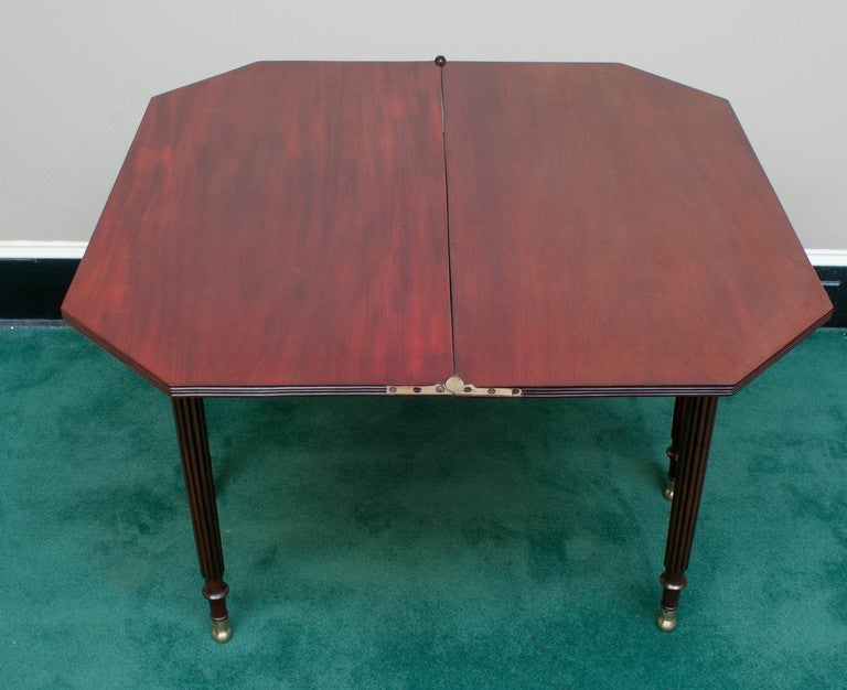 Federal Card Table with Conch Shell Inlay and Brass Ball Feet, circa 1805 4