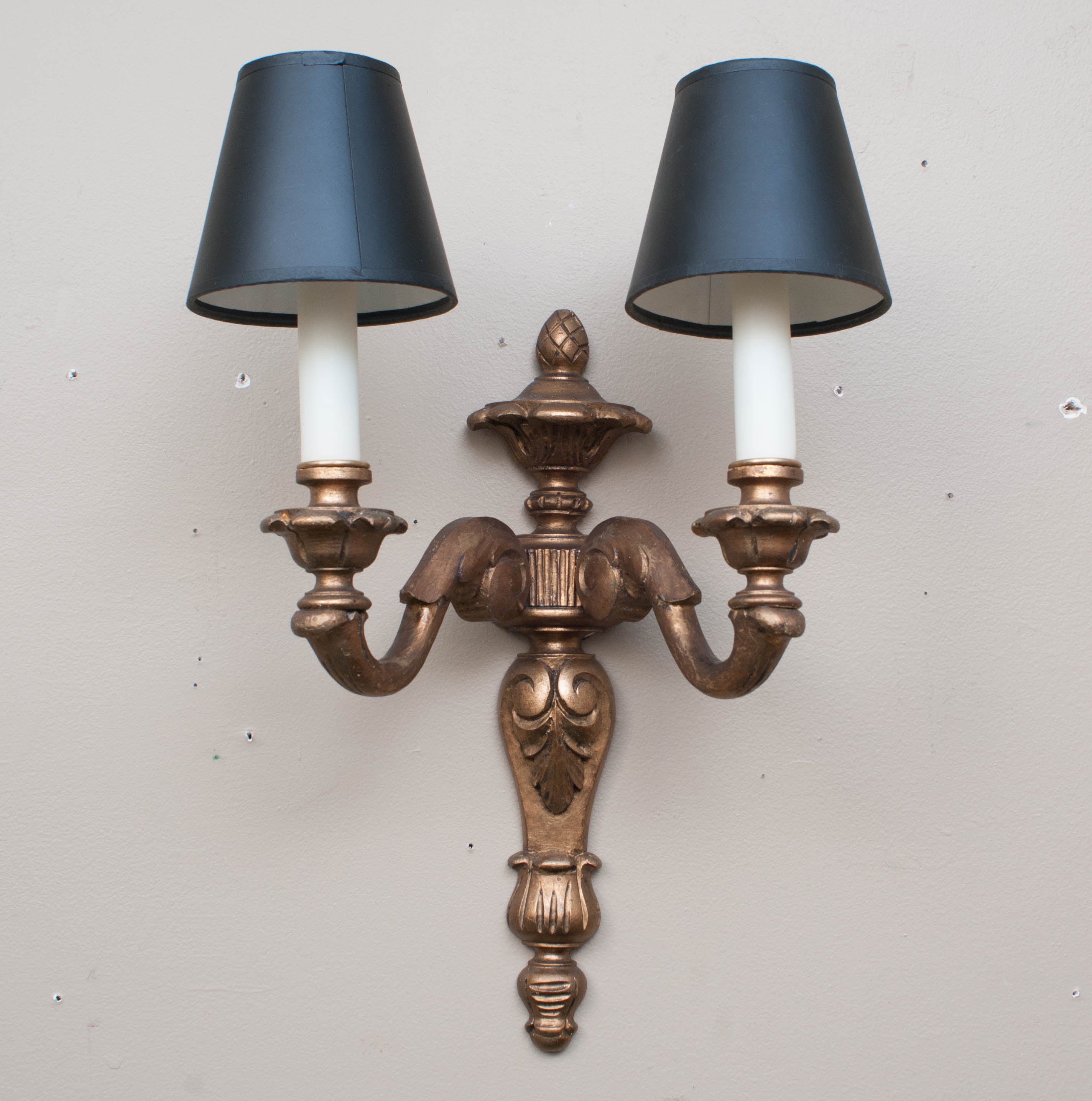 Pair of Neoclassical Style Giltwood Sconces For Sale