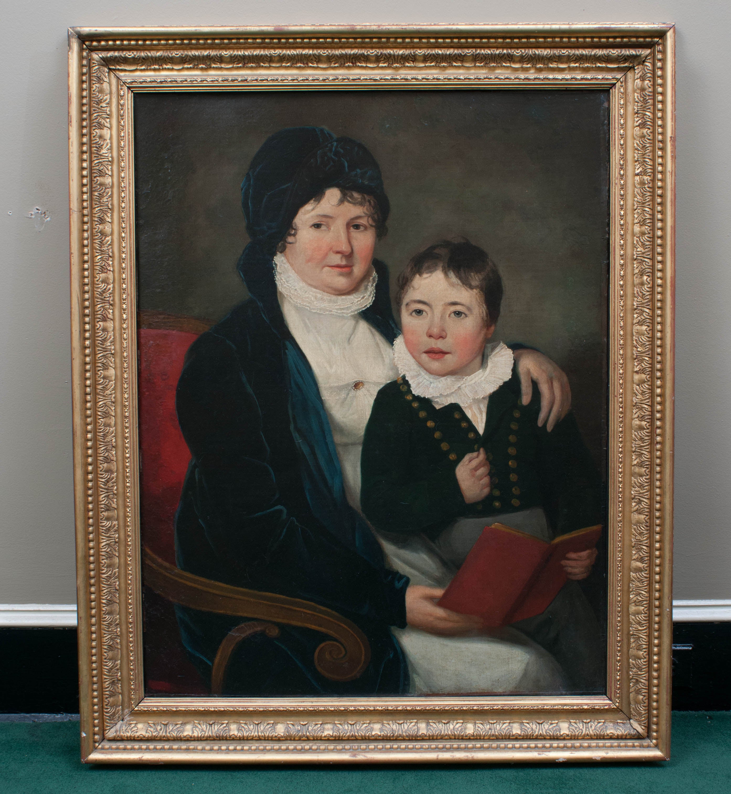 Oil on Canvas "Mother and Son" Probably Baltimore, circa 1805 For Sale