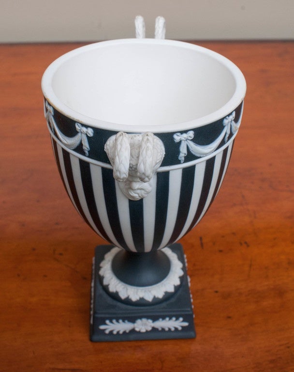 Neoclassical Petite Wedgwood Black Jasperware Lidded Urn