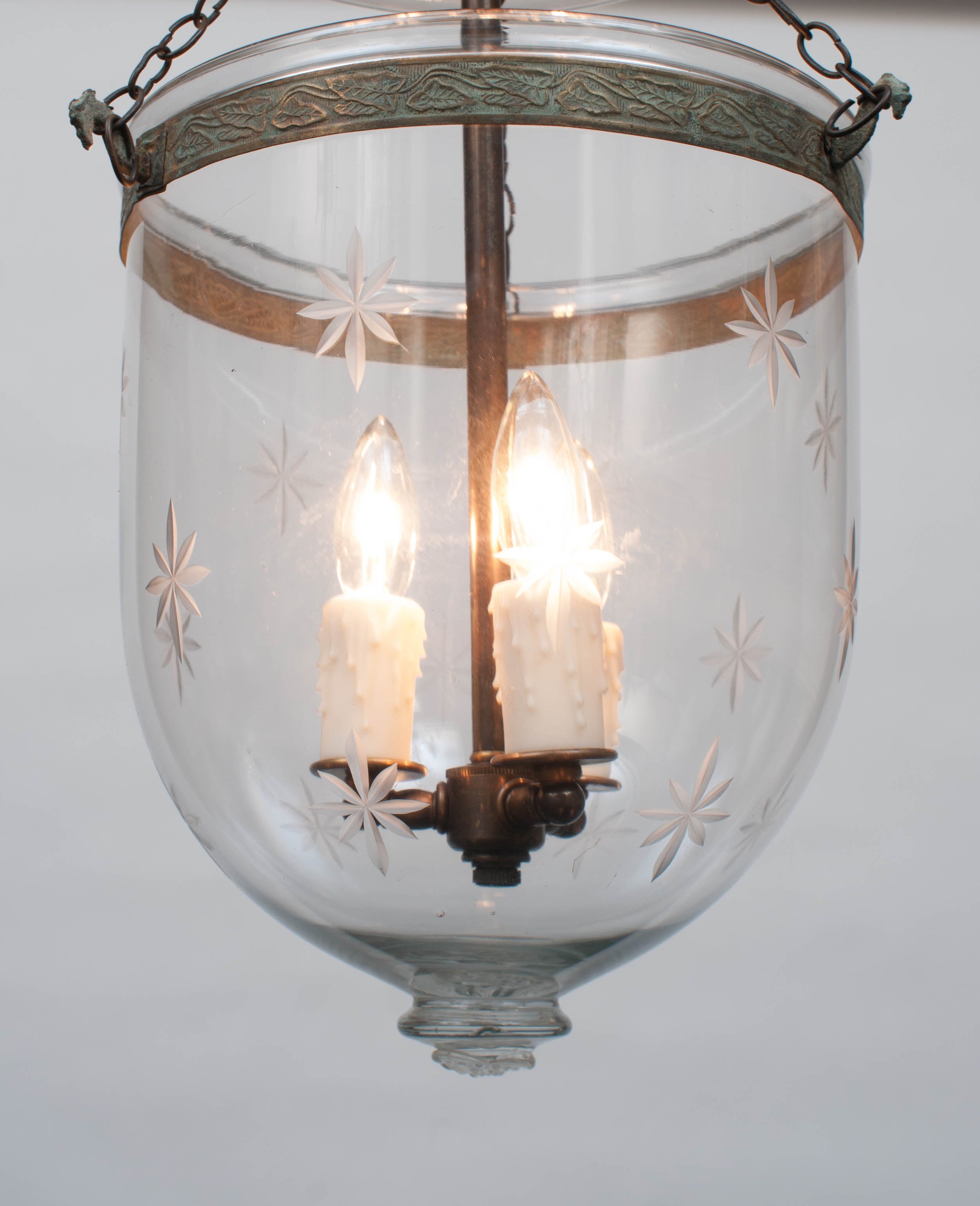 English Star Motif Bell Jar Lantern, England circa 1850