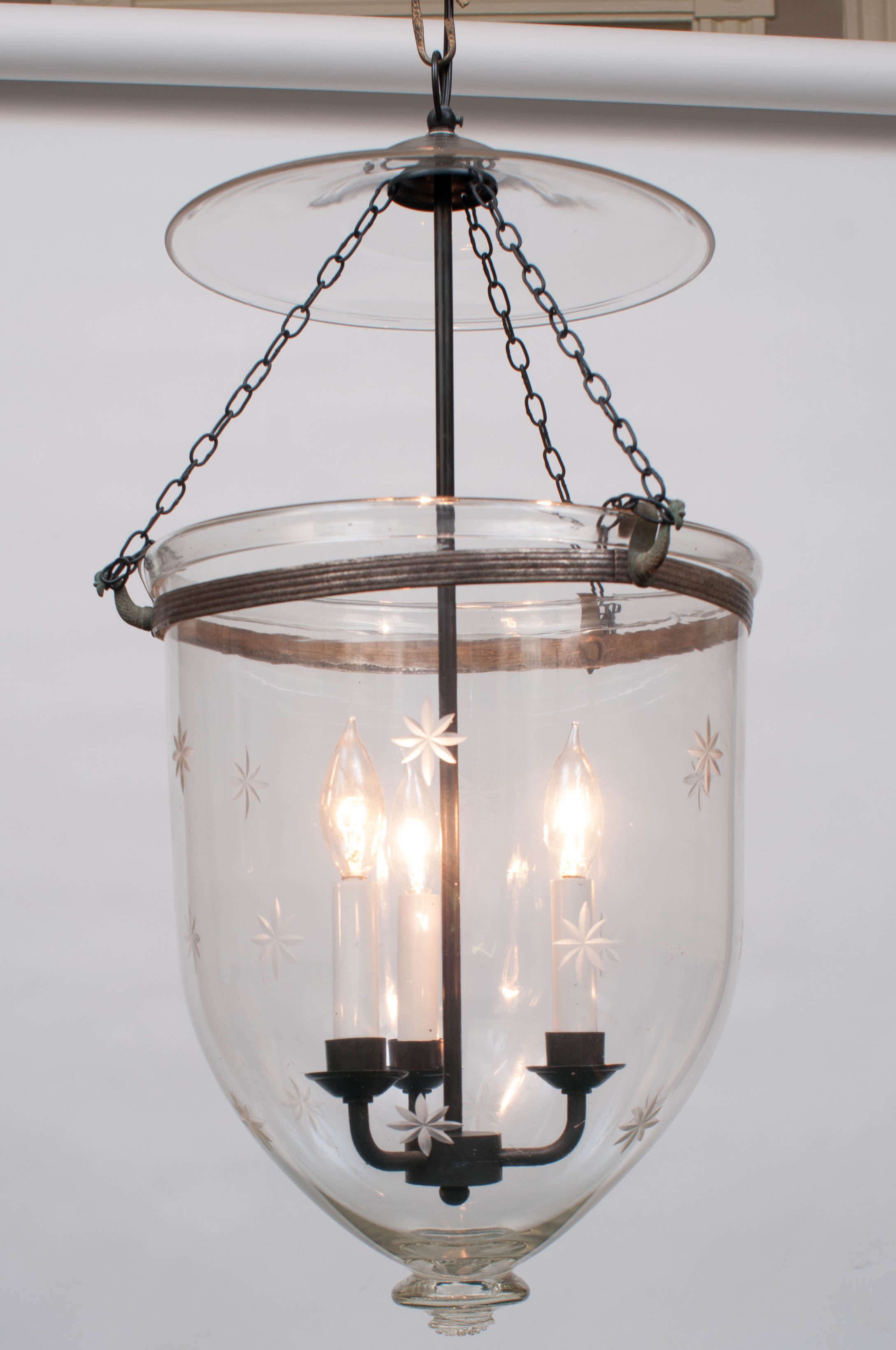 Large Star Bell Jar Lantern, circa 1850 England