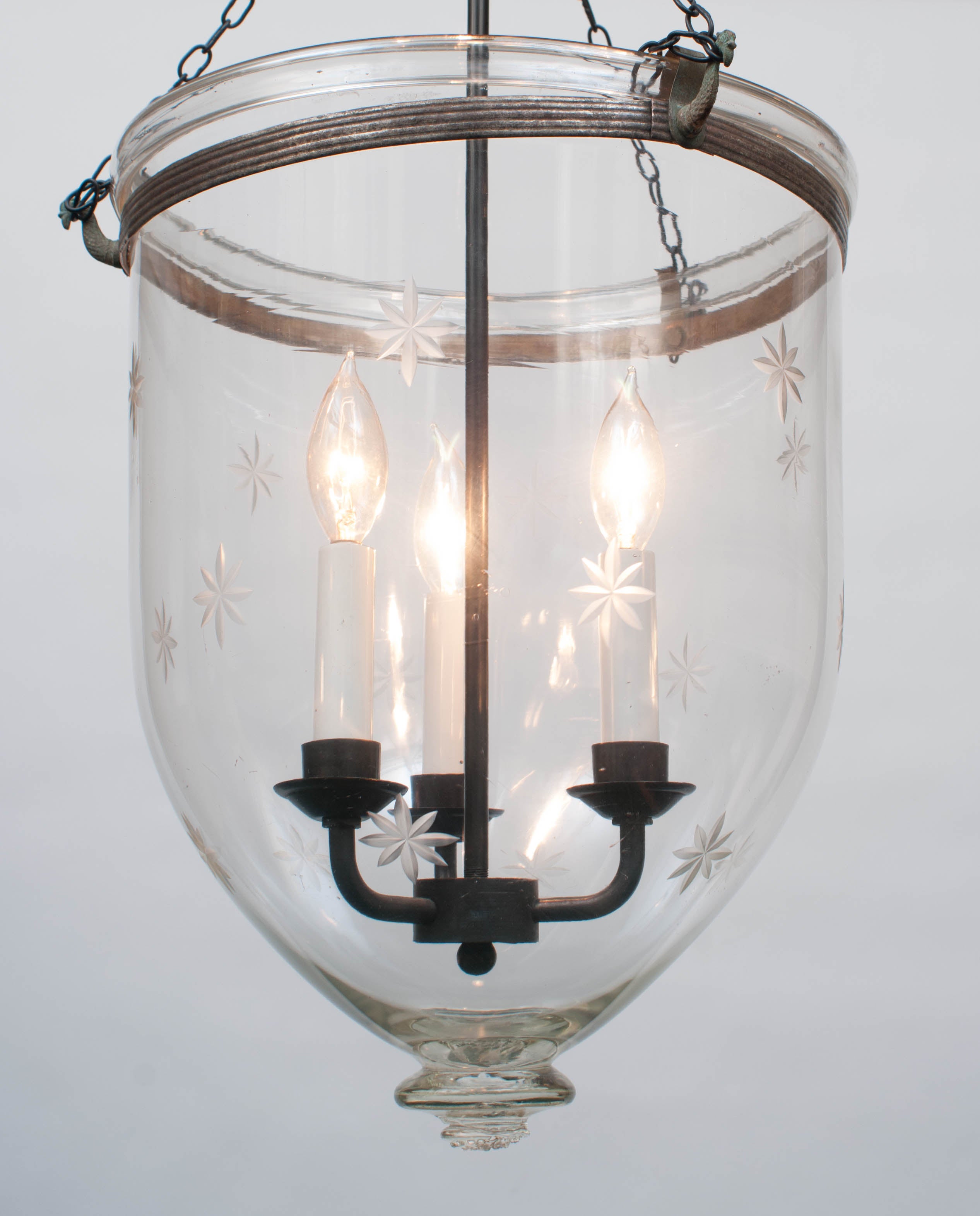 English Large Star Bell Jar Lantern, circa 1850 England