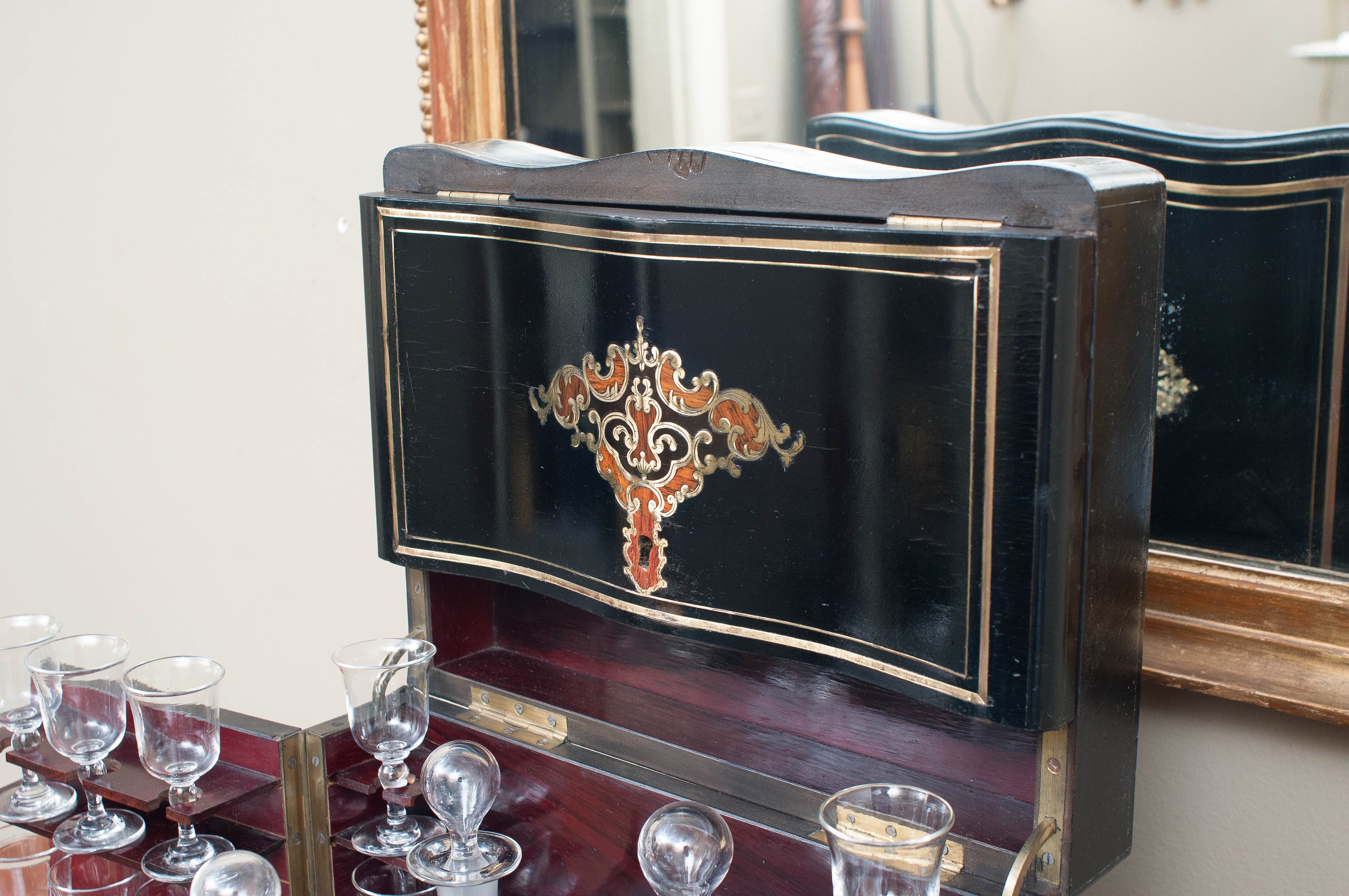 19th Century French Ebonized Tantalus with Boulle Decoration, circa 1885