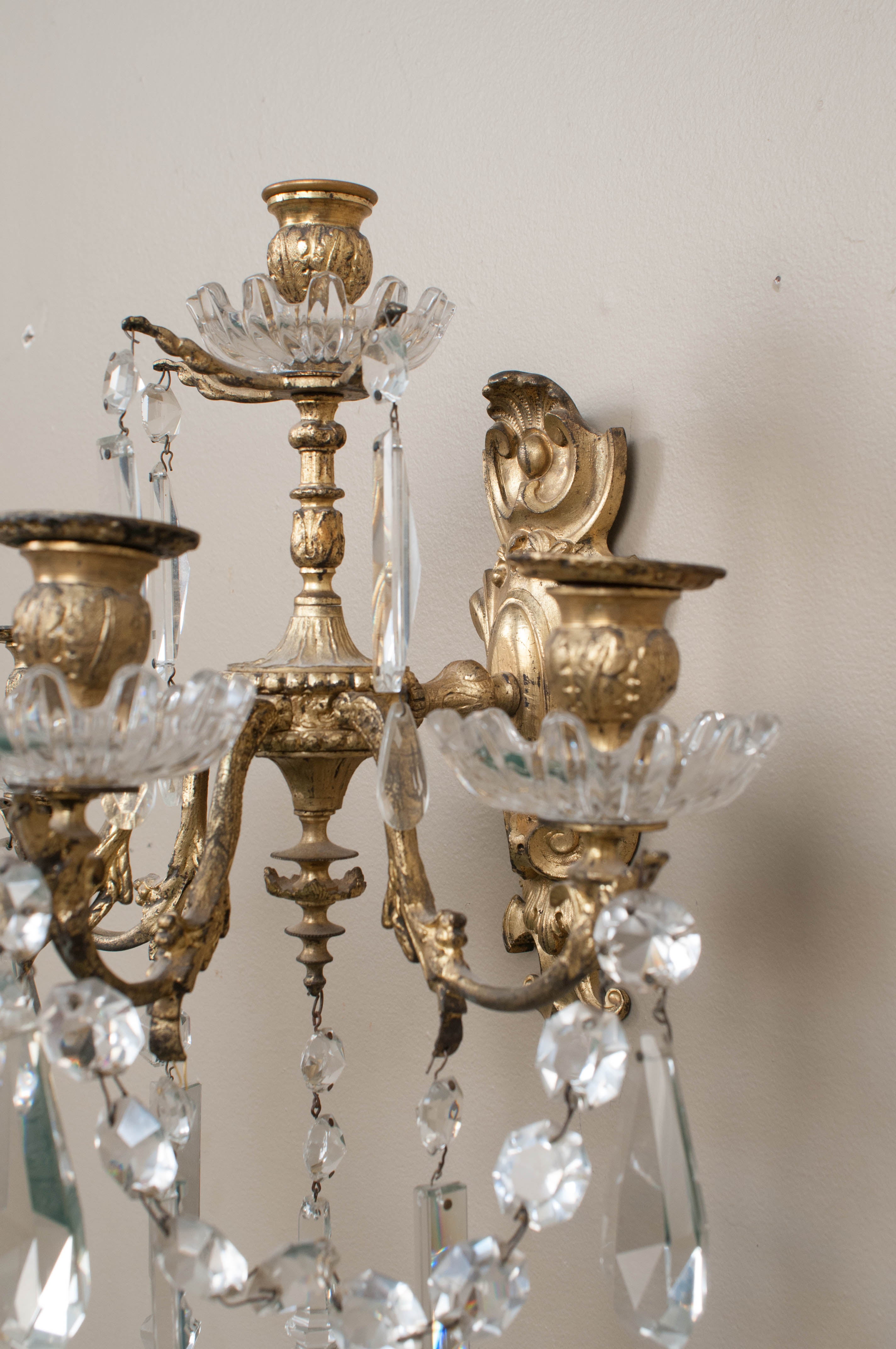 Pair of Rococo Style Gilt Bronze Sconces, France, circa 1845 1