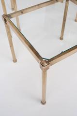 Set of Three Mid-Century Brass and Glass Nesting Tables, France, circa 1950