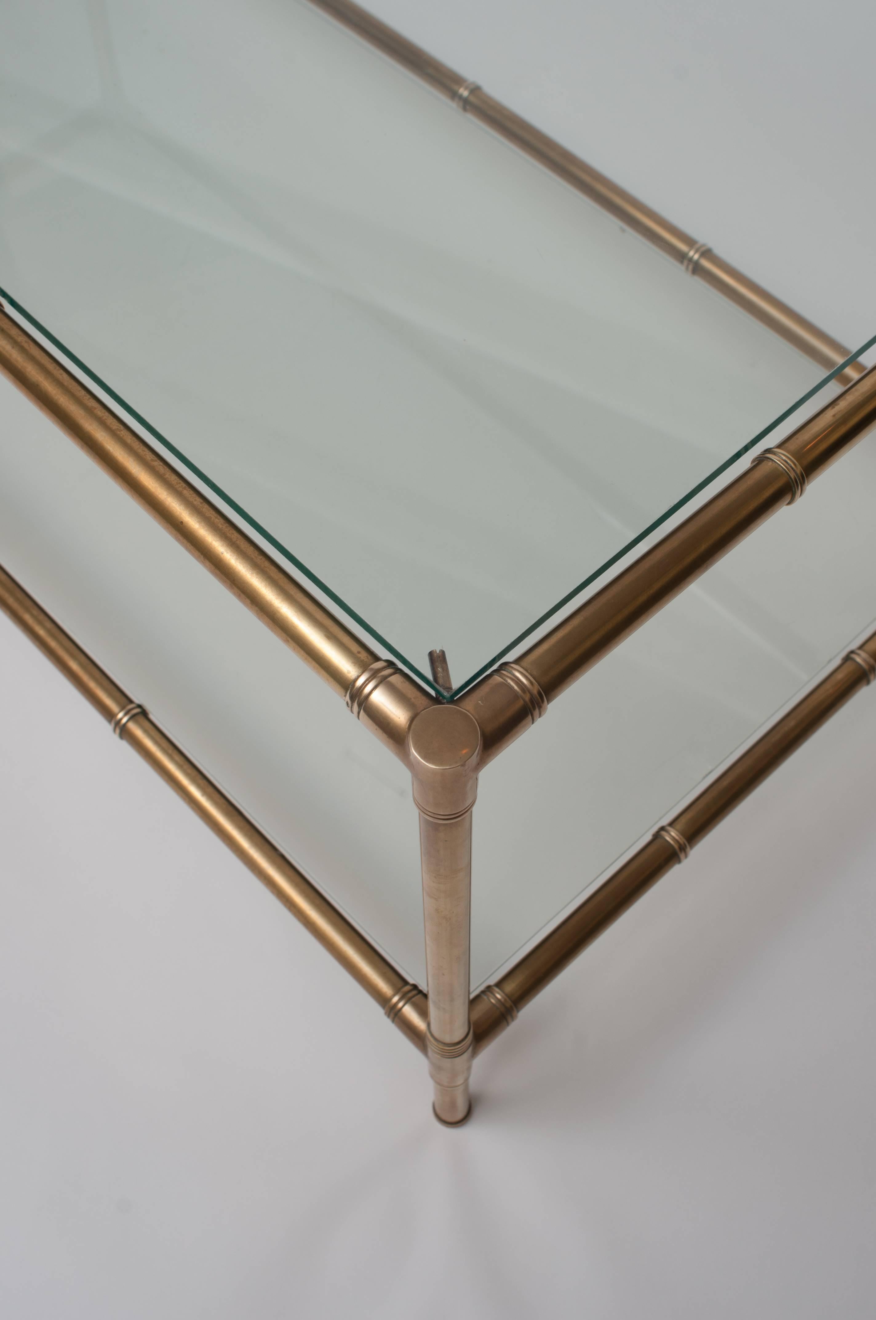 Faux Bamboo Brass and Glass Coffee Table, France, circa 1965 In Excellent Condition In Alexandria, VA