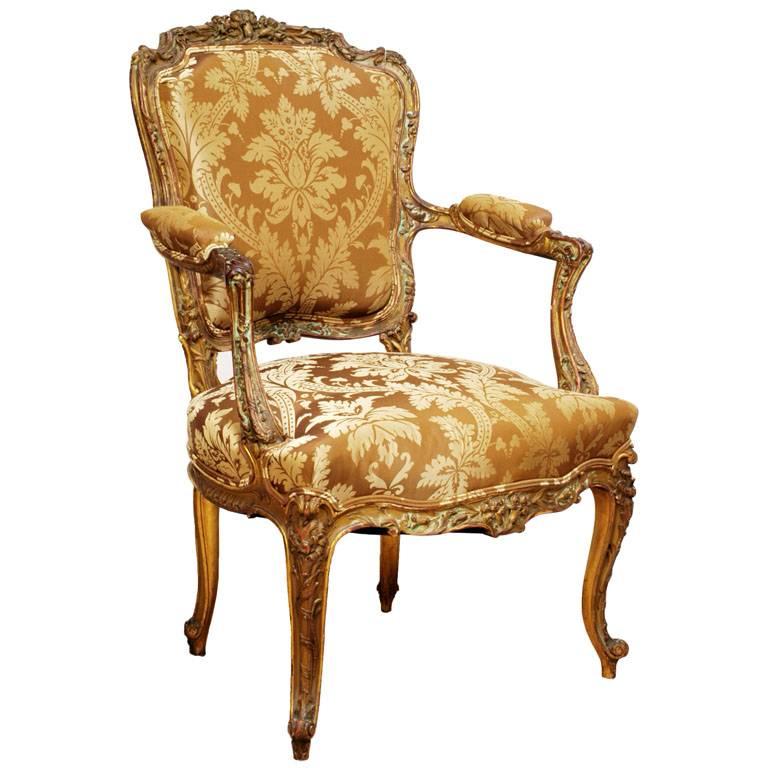 Louis XV Style Fauteuil or Armchair, Italy, circa 1780 For Sale