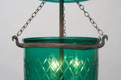 Green Diamond-Cut Bell Jar Lantern