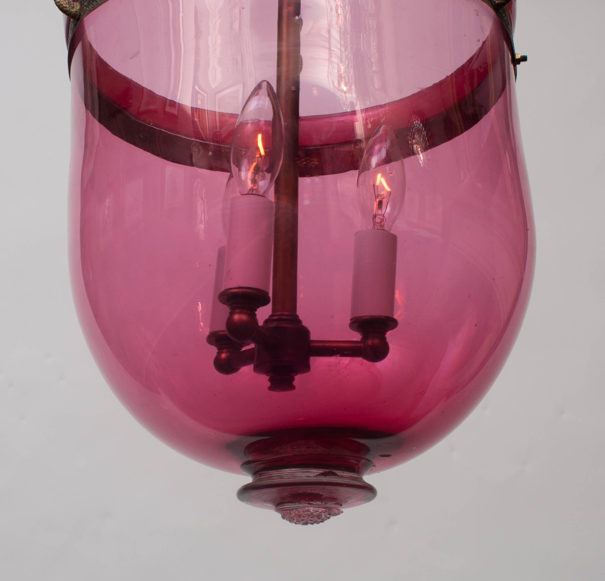 English Cranberry Bell Jar Lantern