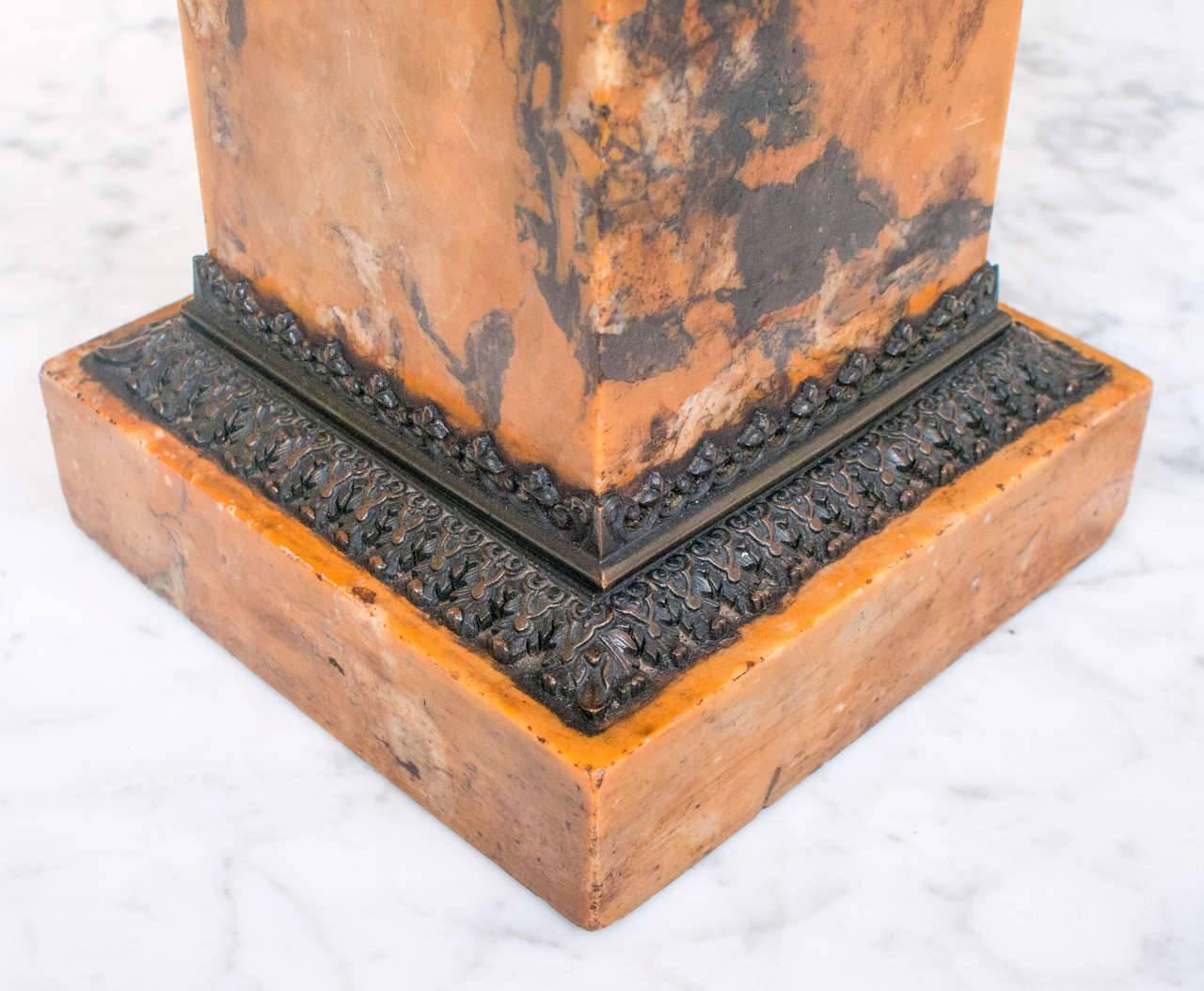 Pair of Bronze Tazzas on Marble Plinths In Excellent Condition In Alexandria, VA