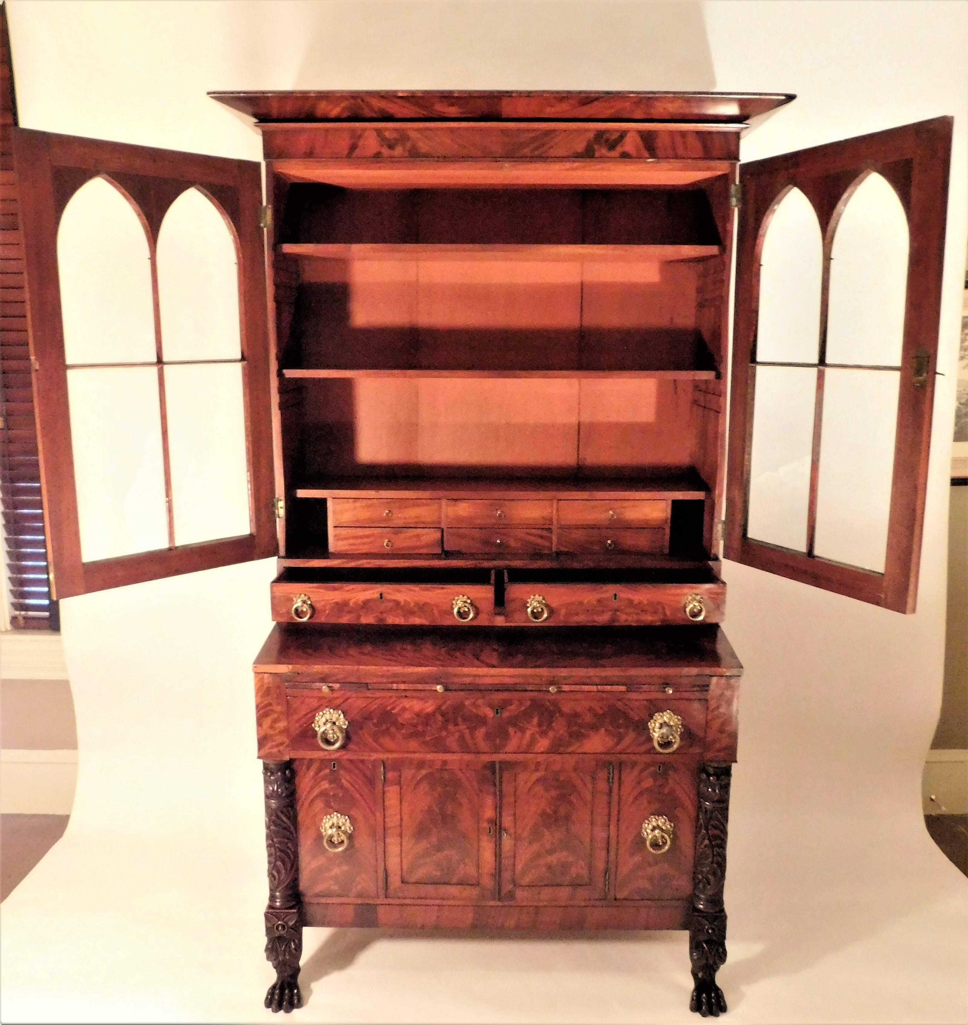 Late Federal Fall Front Secretary, circa 1820, New England In Excellent Condition In Alexandria, VA