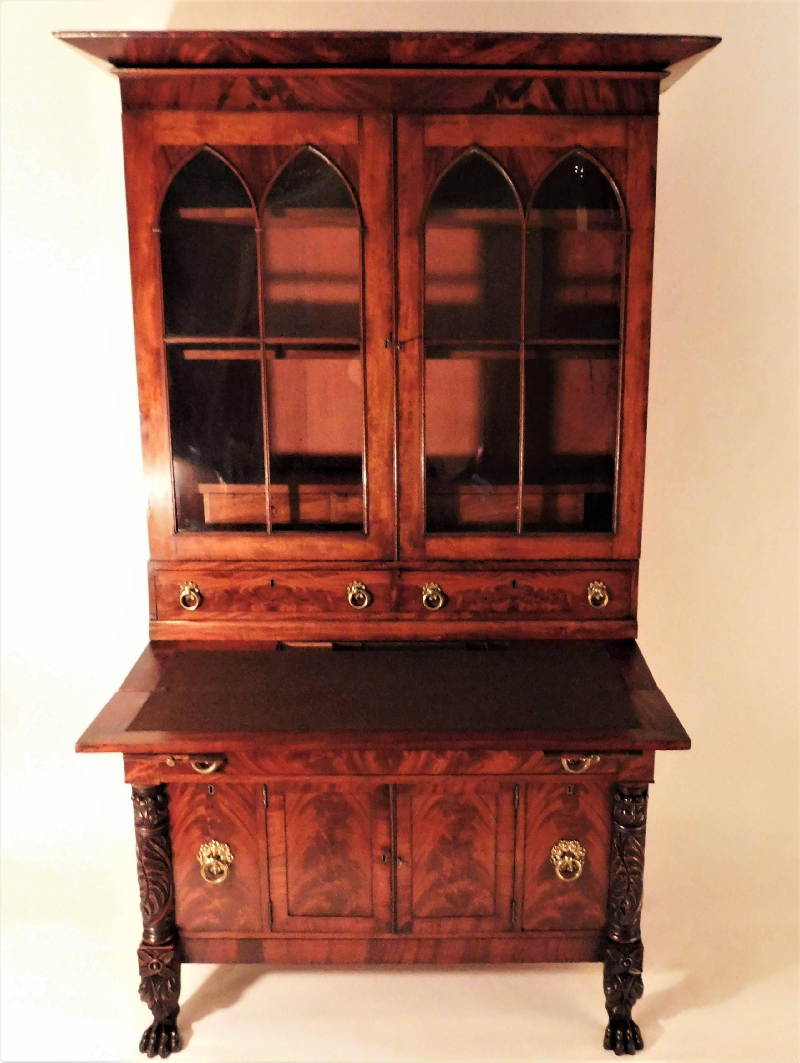 Early 19th Century Late Federal Fall Front Secretary, circa 1820, New England