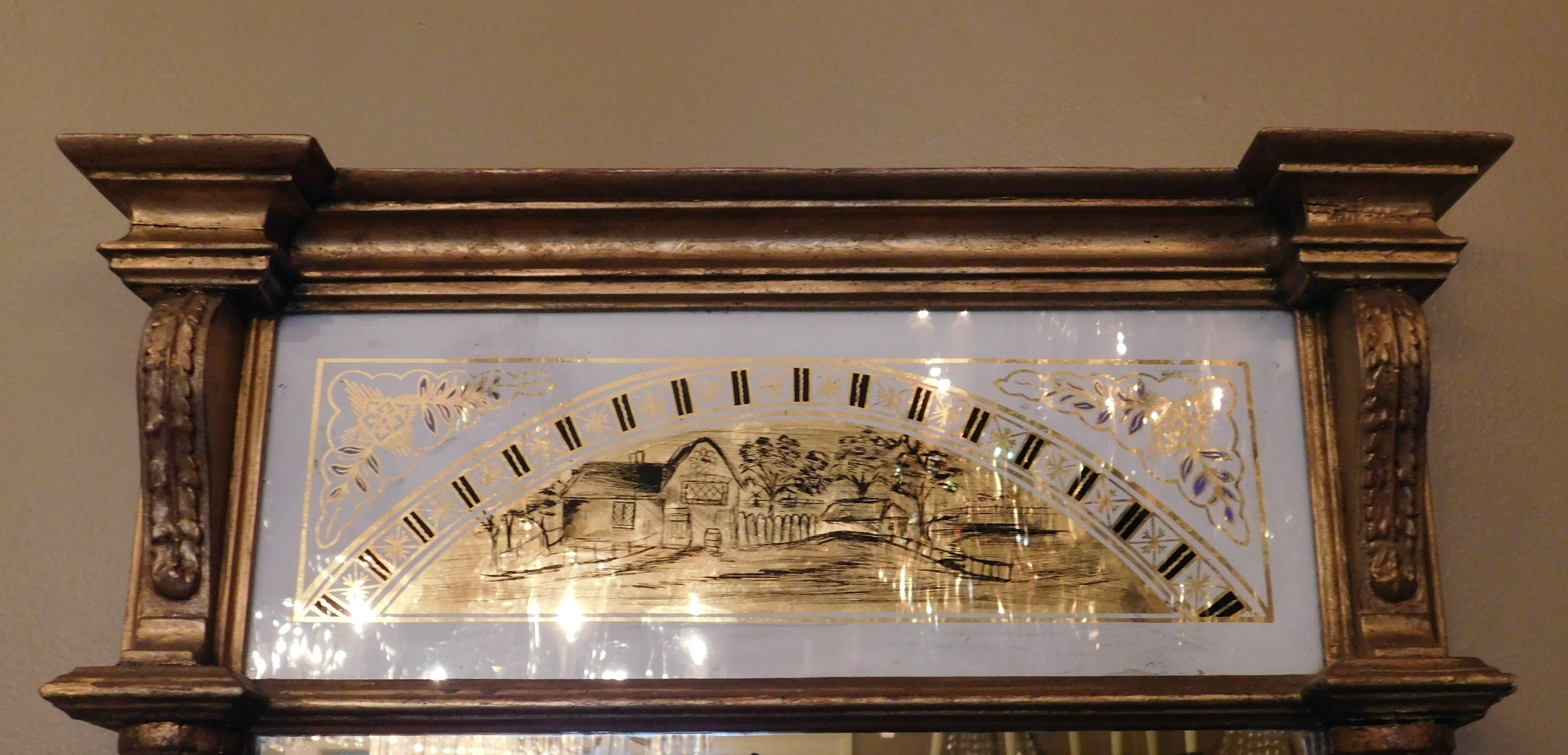 Unknown Neoclassical Églomisé Panel Mirror, circa 1800 For Sale
