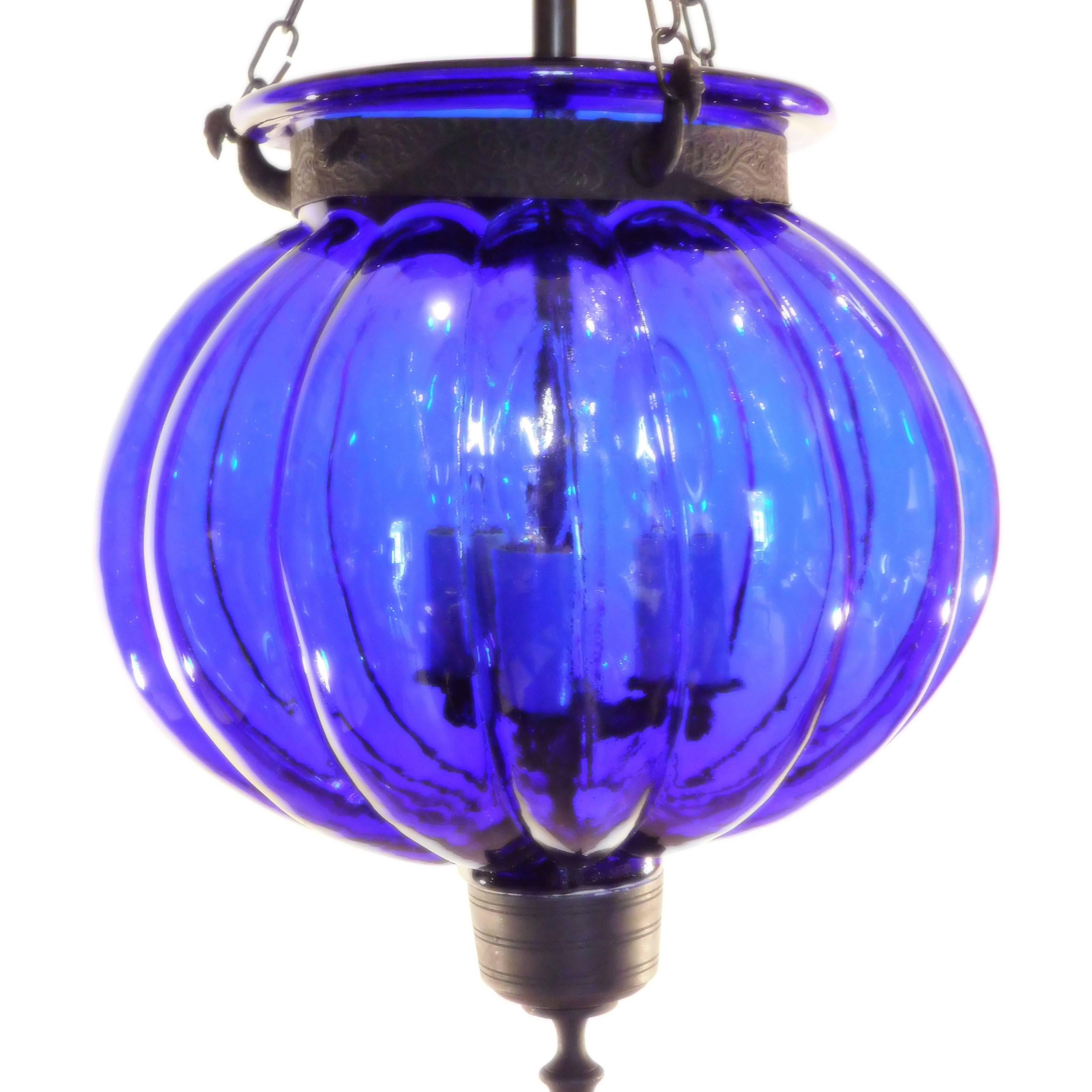Cobalt Blue Pumpkin Lantern 1