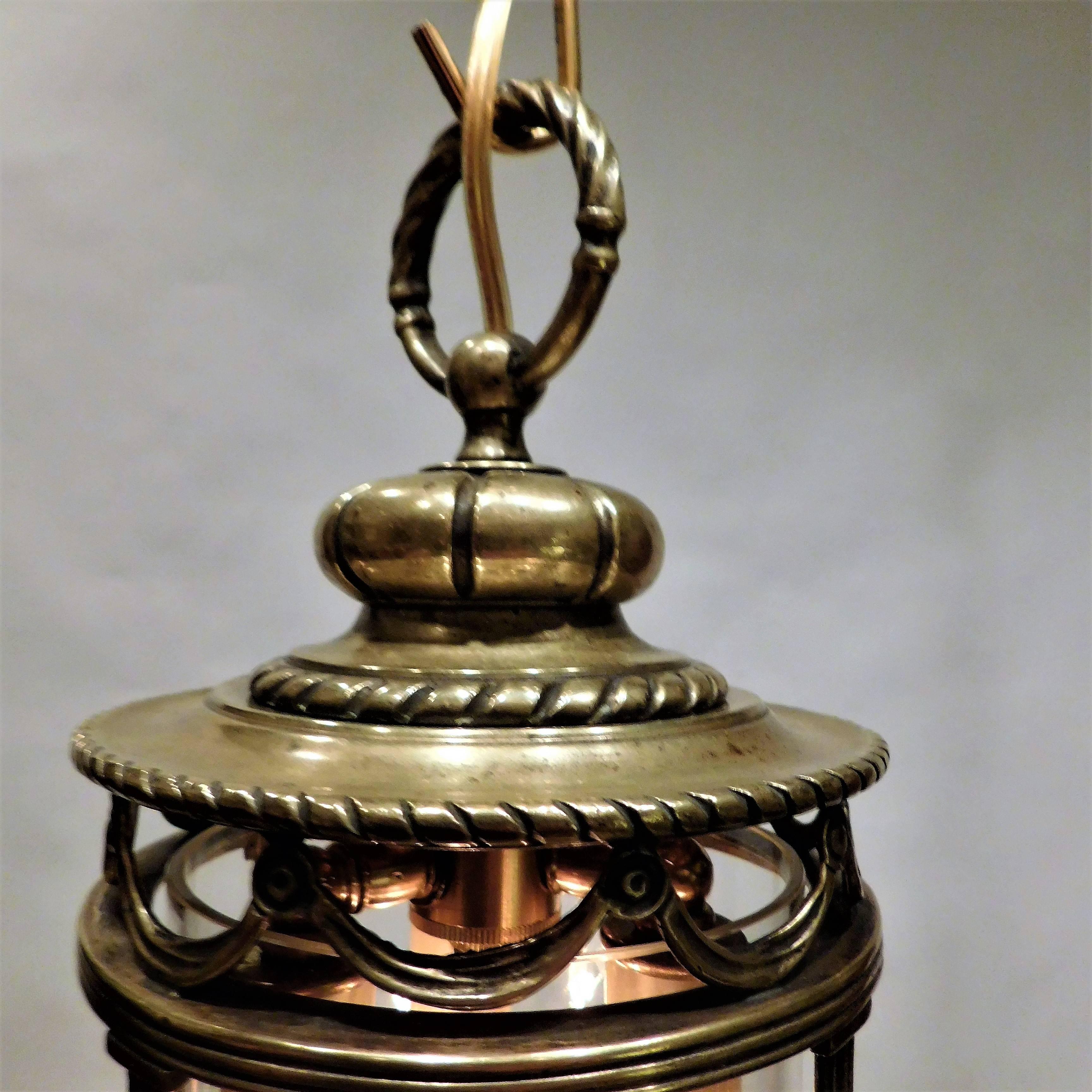Danish Petite Neoclassical Style Bronze Lantern