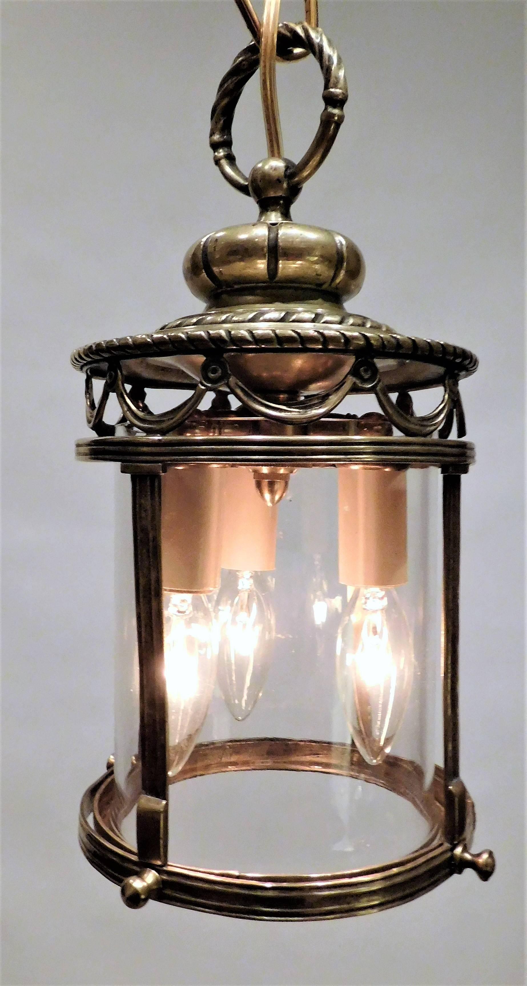 Petite Neoclassical Style Bronze Lantern In Excellent Condition In Alexandria, VA
