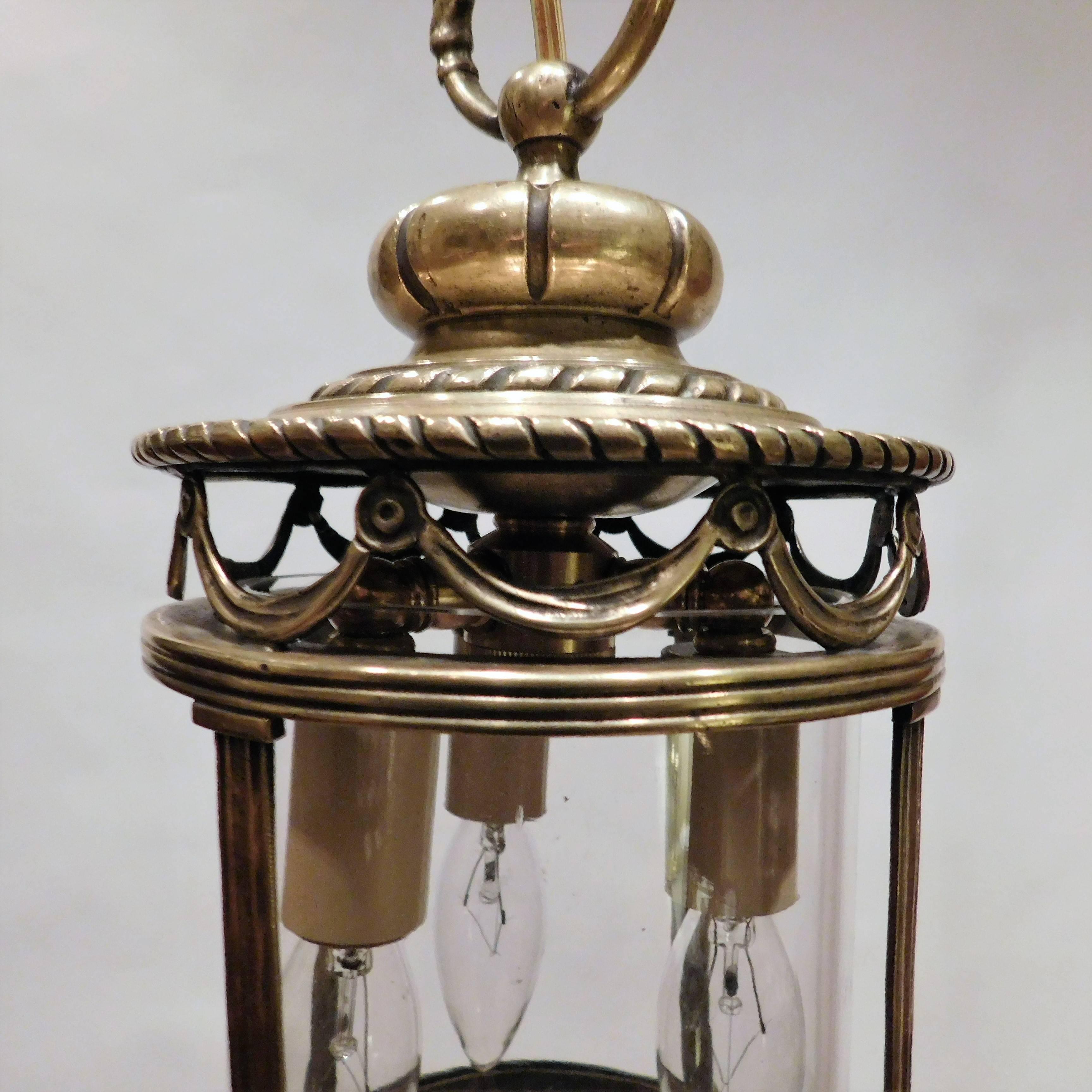 Early 20th Century Petite Neoclassical Style Bronze Lantern