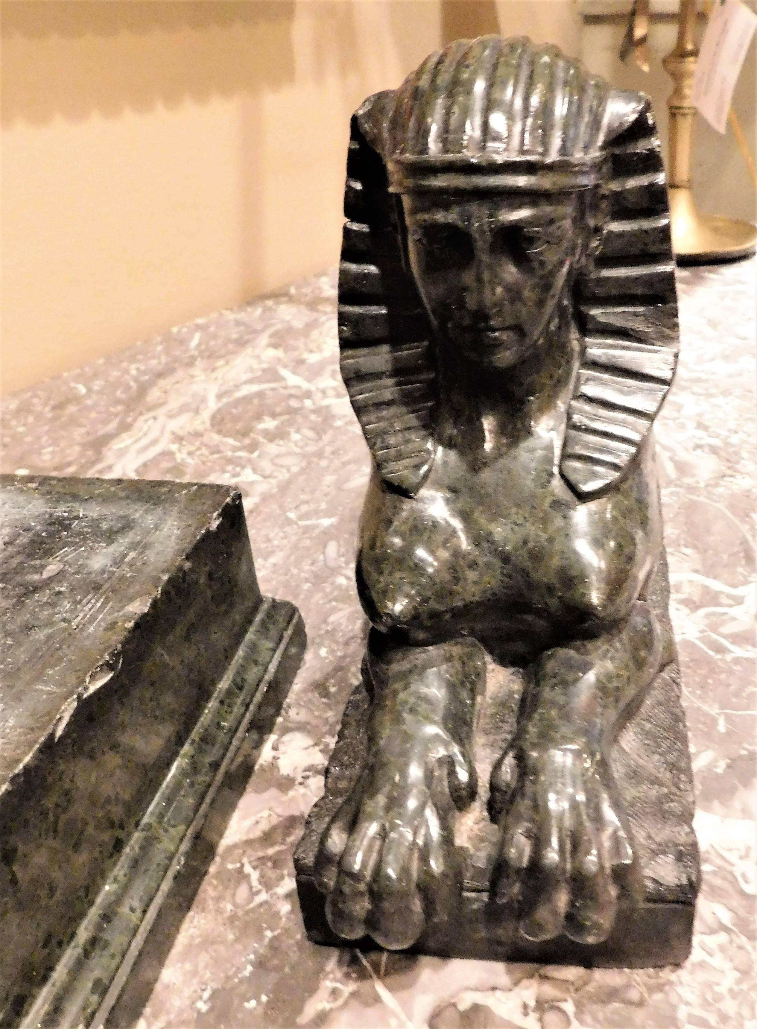 Grand Tour Marble Female Sphinx with Egyptian Headdress 1