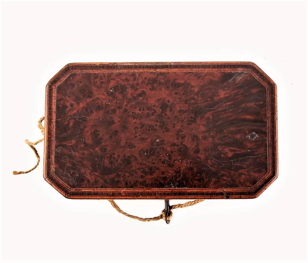 George III Burl Walnut Inlaid Tea Caddy For Sale 3