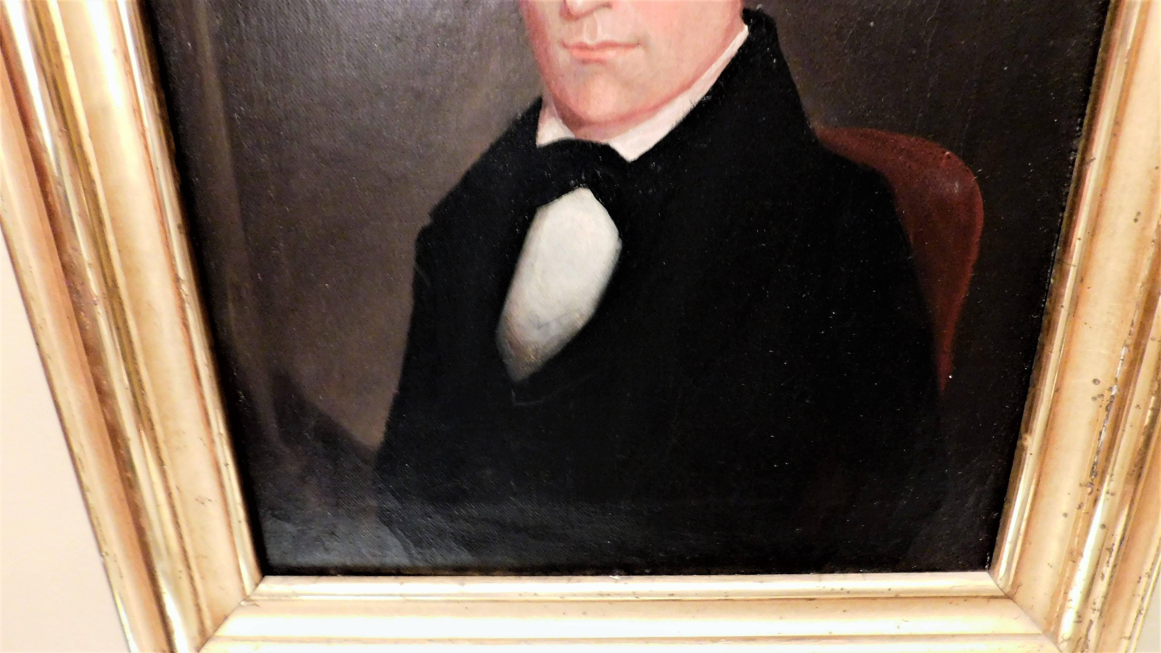 Small Portrait, Oil on Canvas, American, circa 1835 In Excellent Condition For Sale In Alexandria, VA