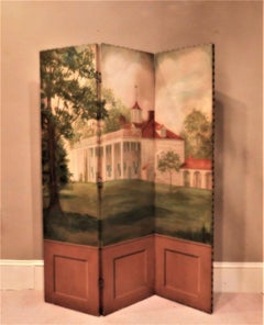 Three-Panel Folding Screen, Painting of Mount Vernon, circa 1935