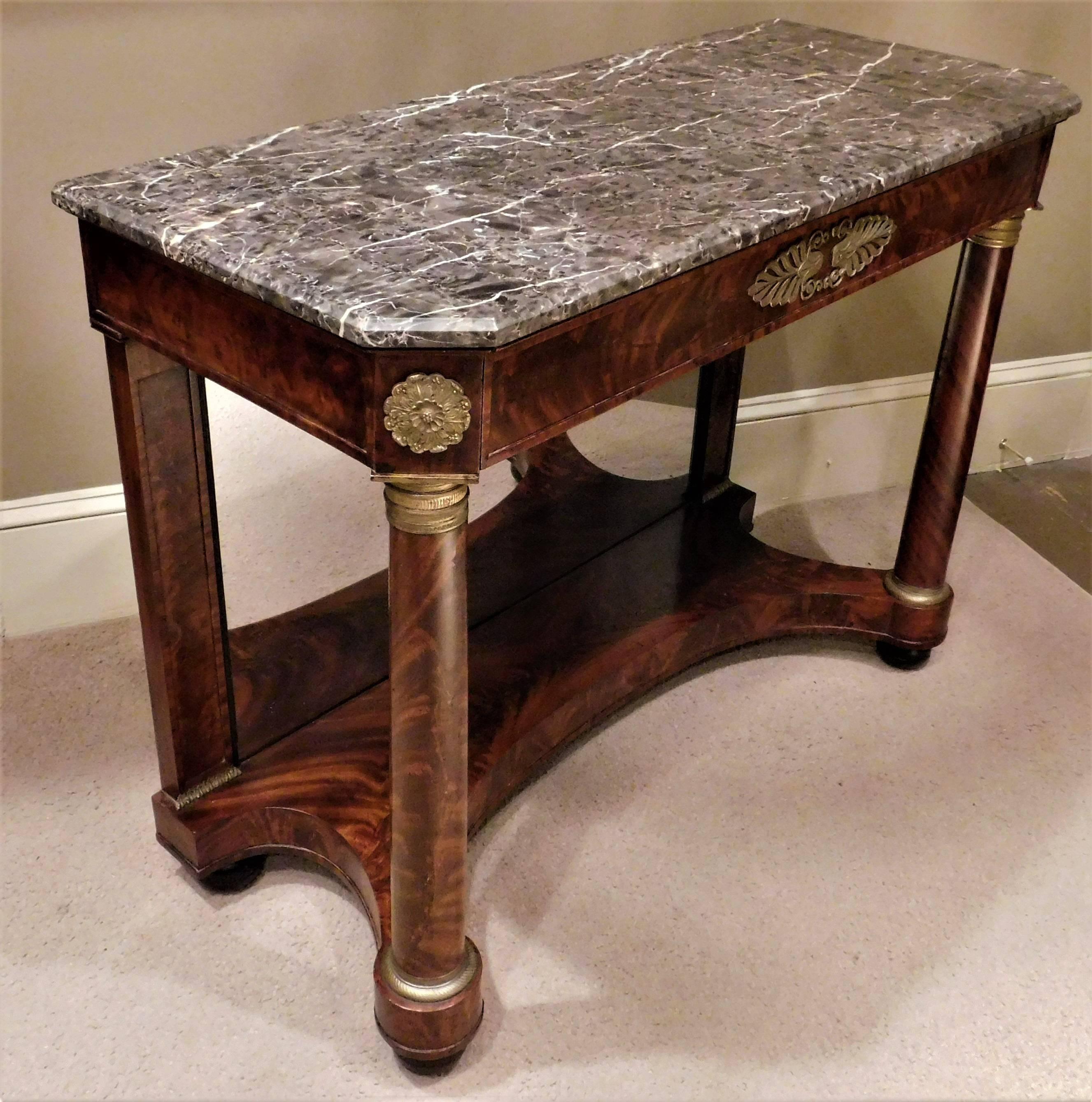 French Napoleon III Marble-Top Empire Style Console, France, circa 1870 For Sale