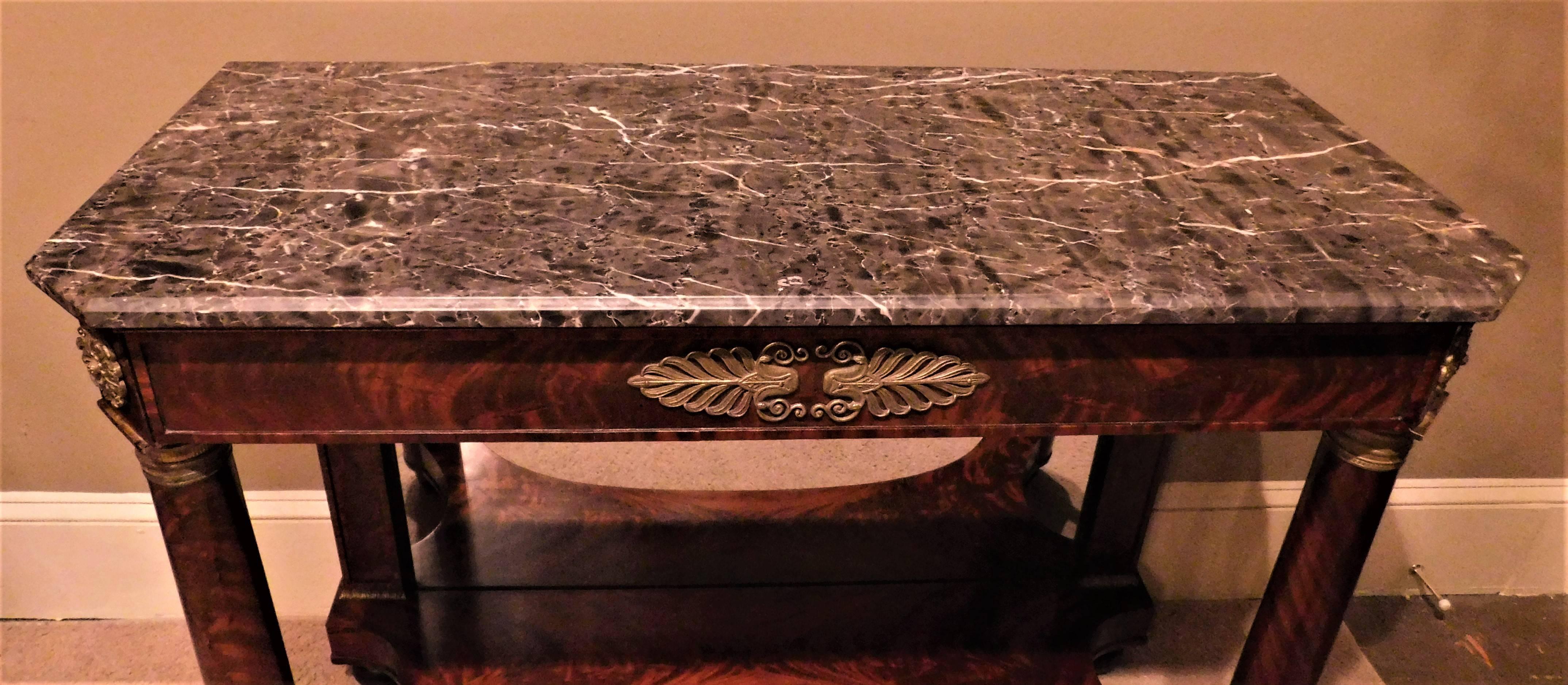 Late 19th Century Napoleon III Marble-Top Empire Style Console, France, circa 1870 For Sale