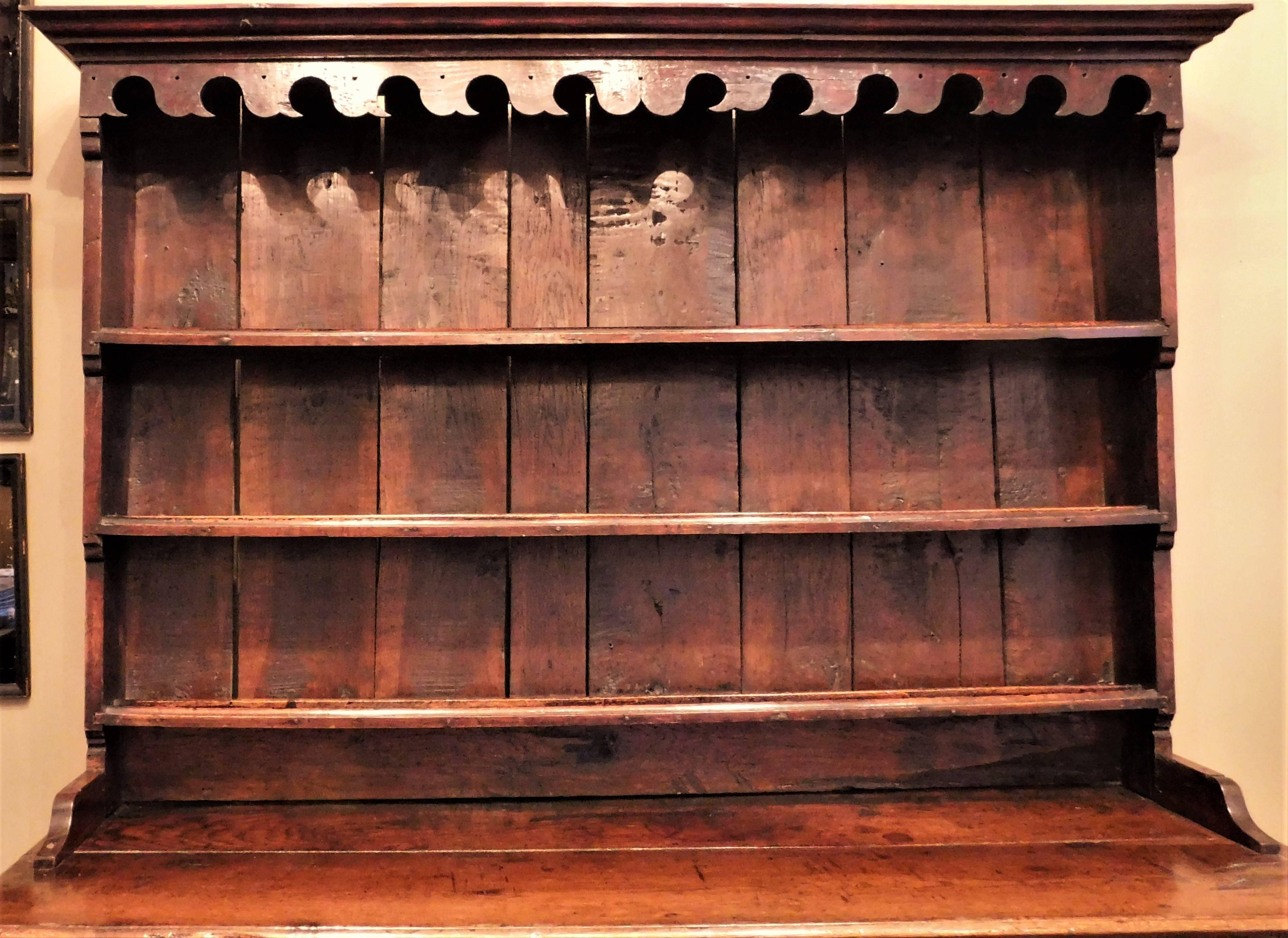 British George II Oak Welsh Dresser, United Kingdom, circa 1750