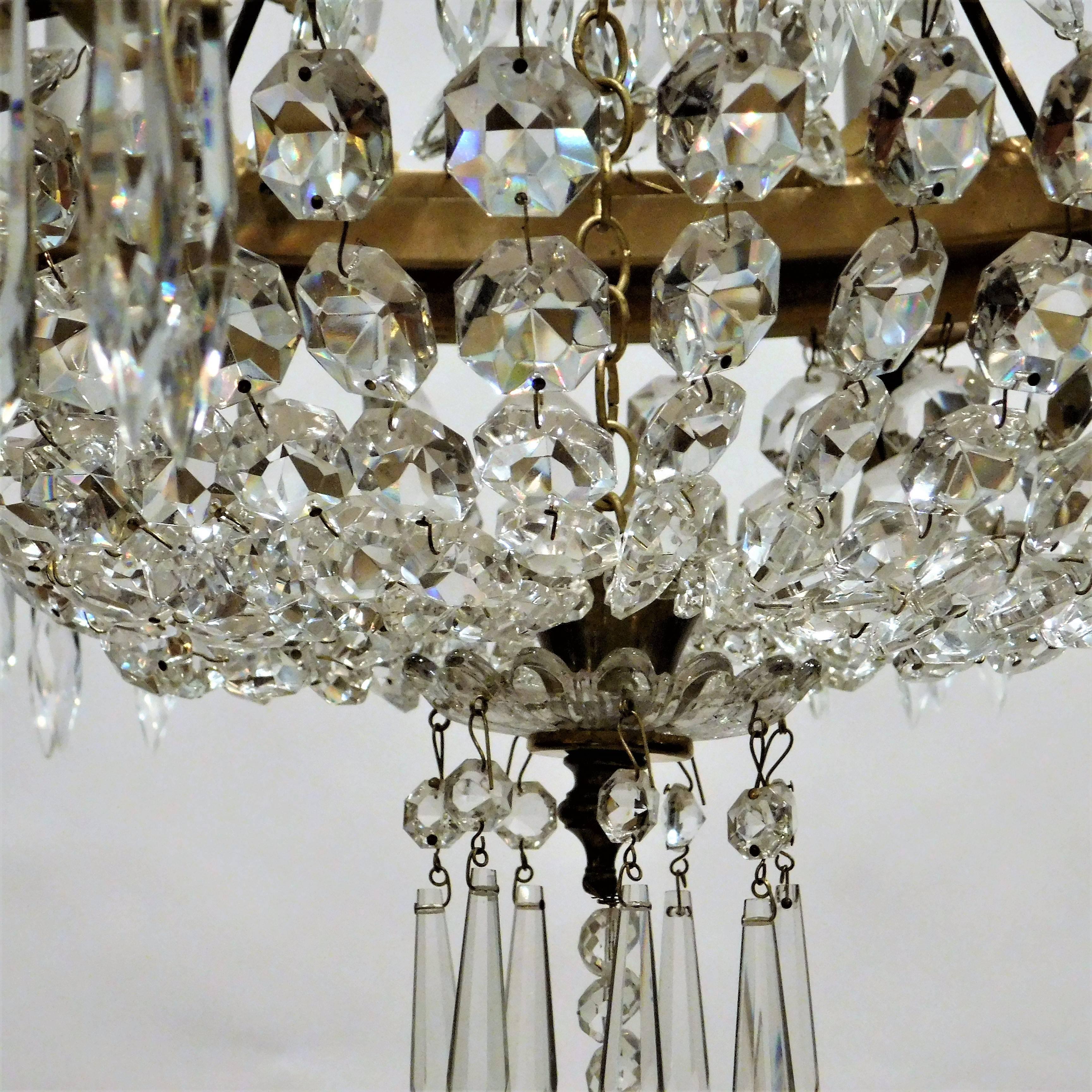 Continental Empire Style Gilt Brass and Crystal Eight-Light Chandelier 3