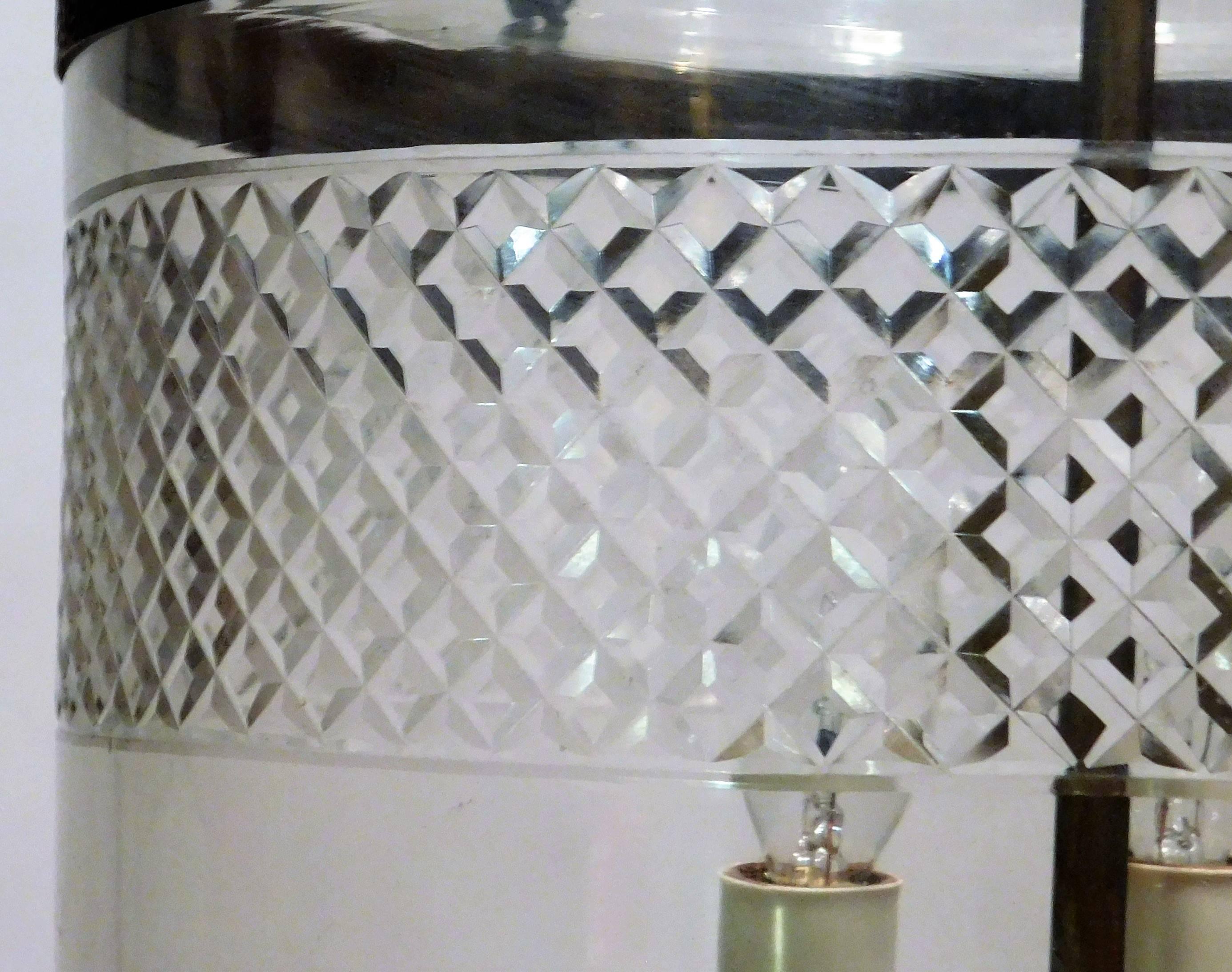 19th Century Large Neoclassical Diamond Cut Bell Jar Lantern, London, circa 1800 For Sale
