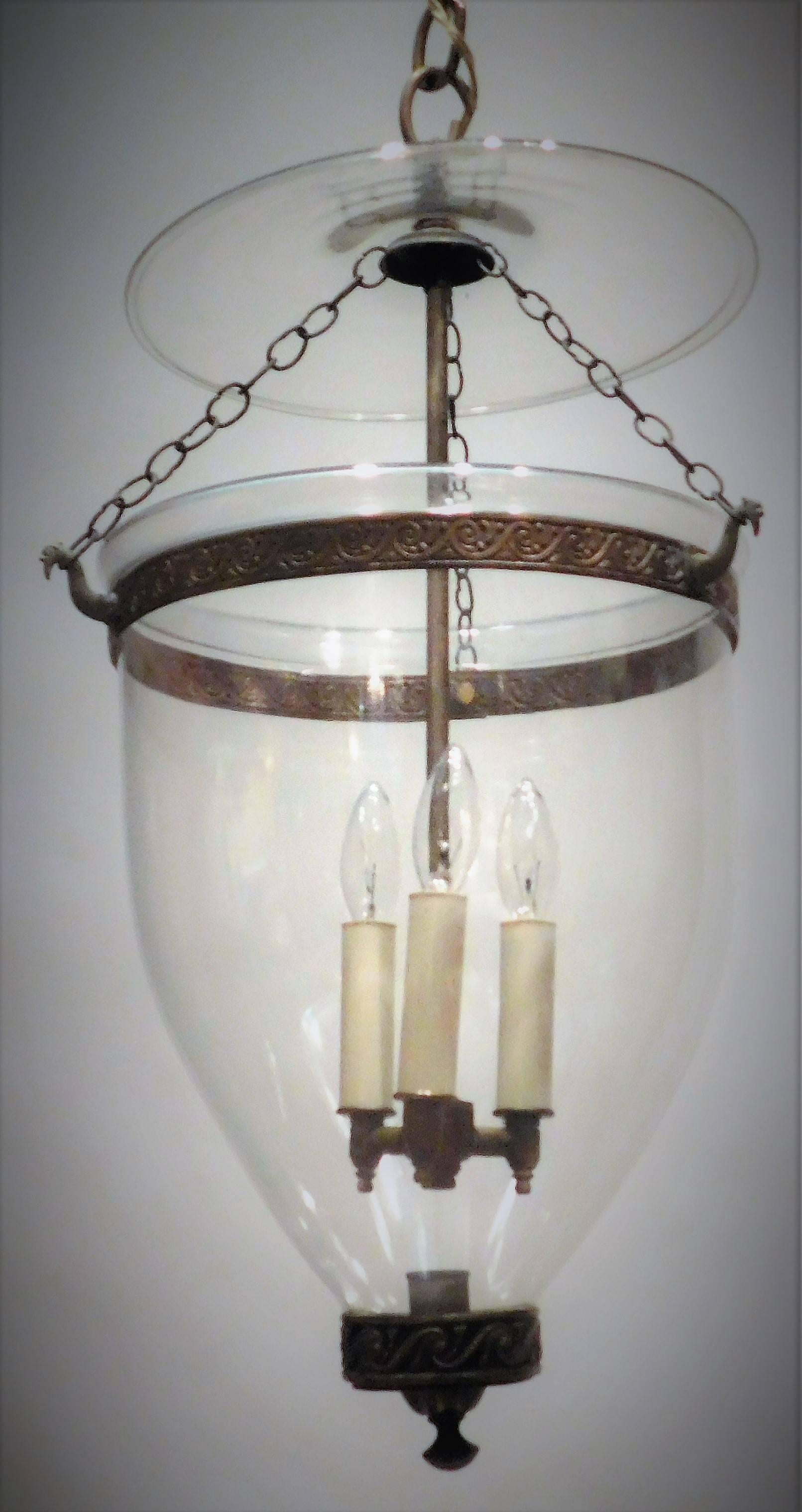 English Regency Hand-Blown Clear Bell Jar Lantern, London, circa 1790