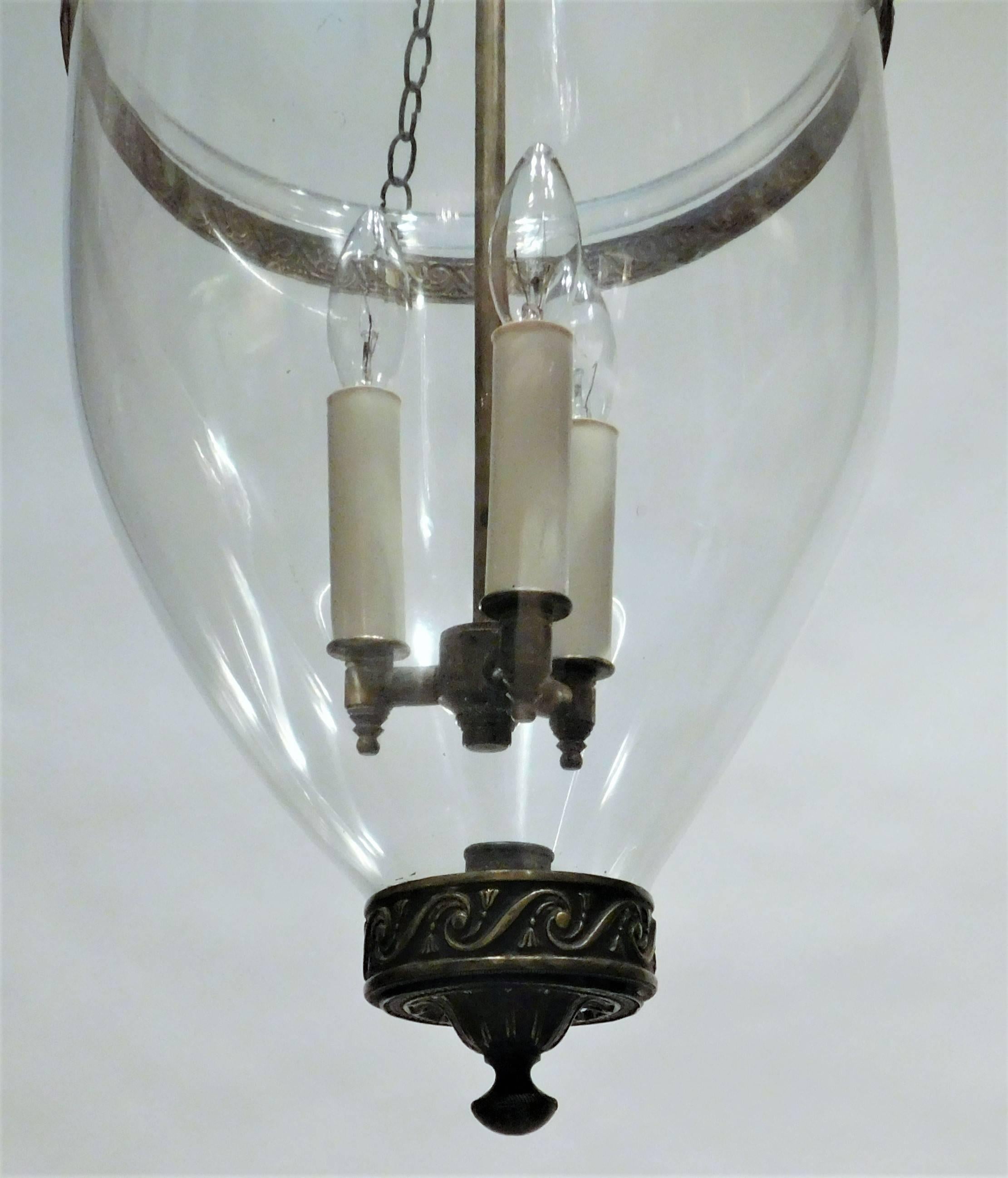 Regency Hand-Blown Clear Bell Jar Lantern, London, circa 1790 In Excellent Condition In Alexandria, VA