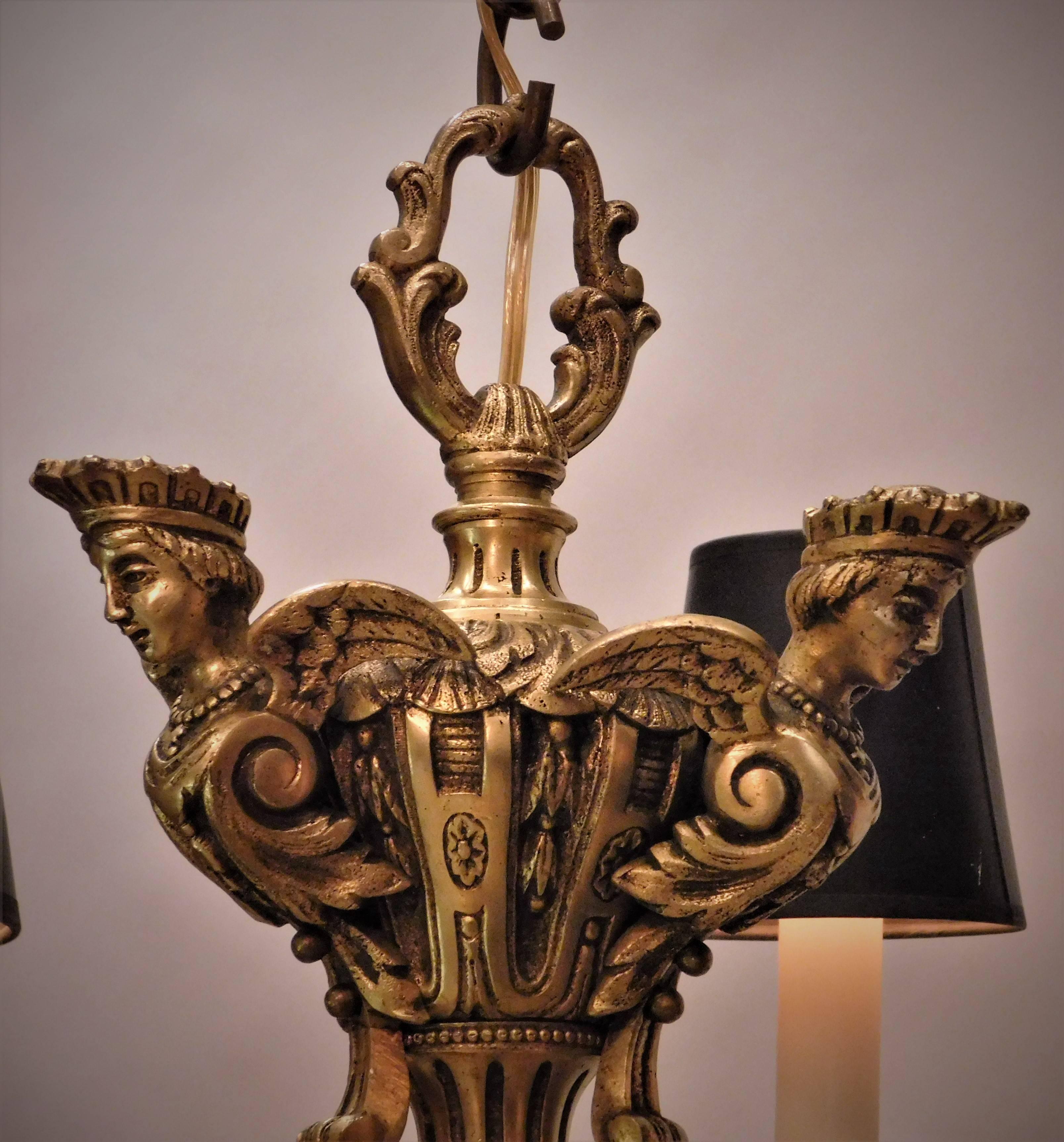 Louis XIV Style Gilt Bronze Six-Light Chandelier, France, circa 1880 In Excellent Condition In Alexandria, VA