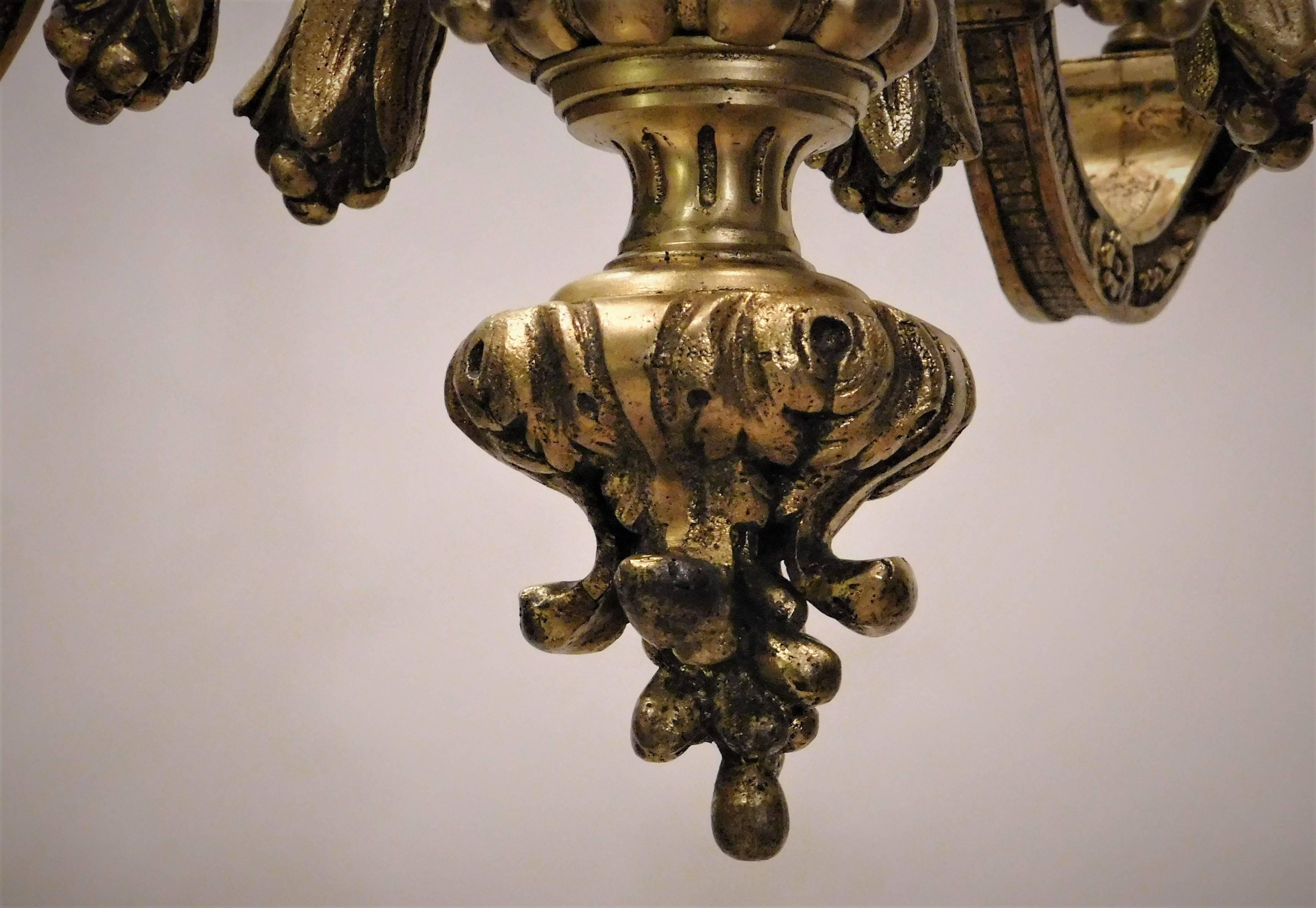 Louis XIV Style Gilt Bronze Six-Light Chandelier, France, circa 1880 1