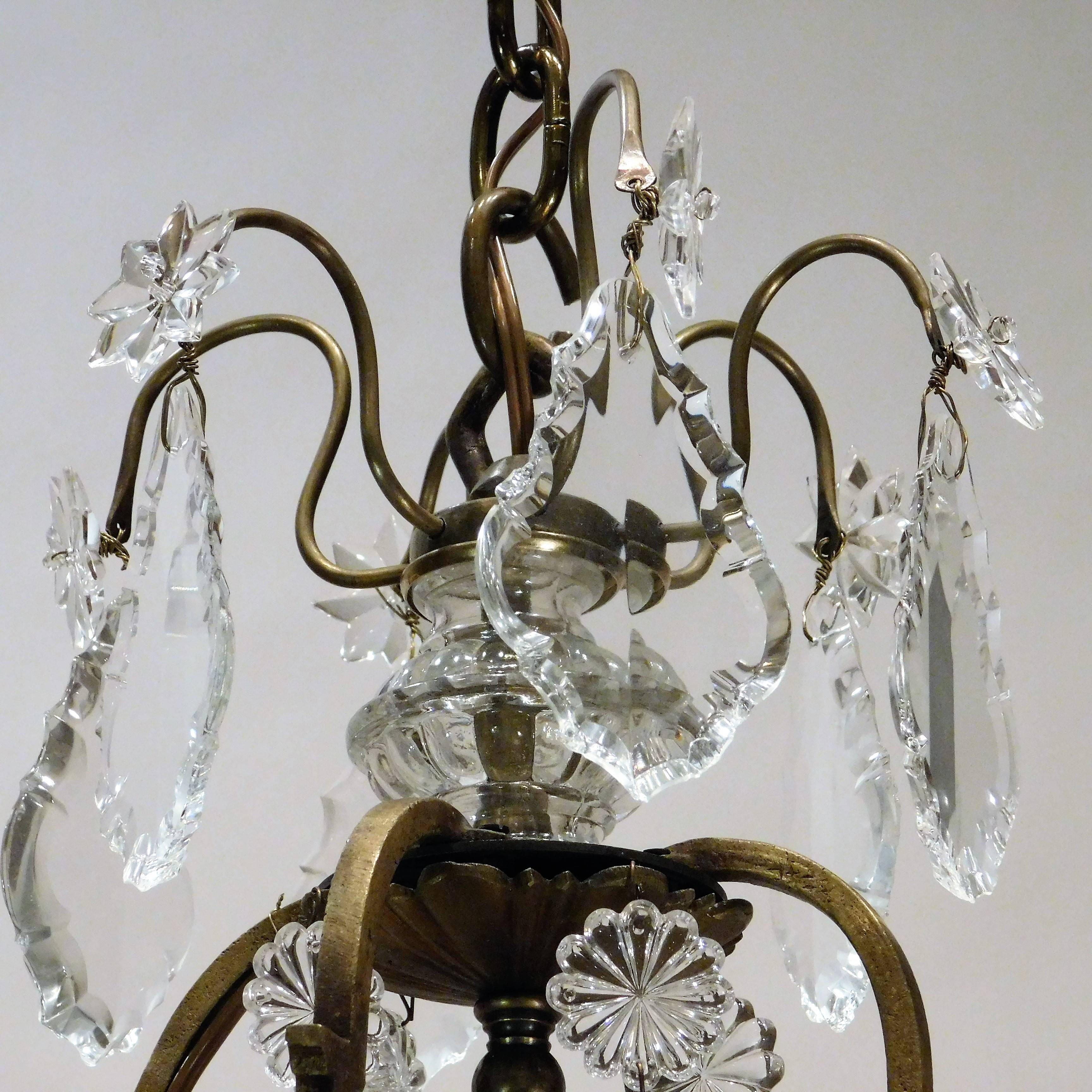 Louis XV Style Eight-Light Bronze and Crystal Chandelier, France, circa 1900 In Excellent Condition In Alexandria, VA