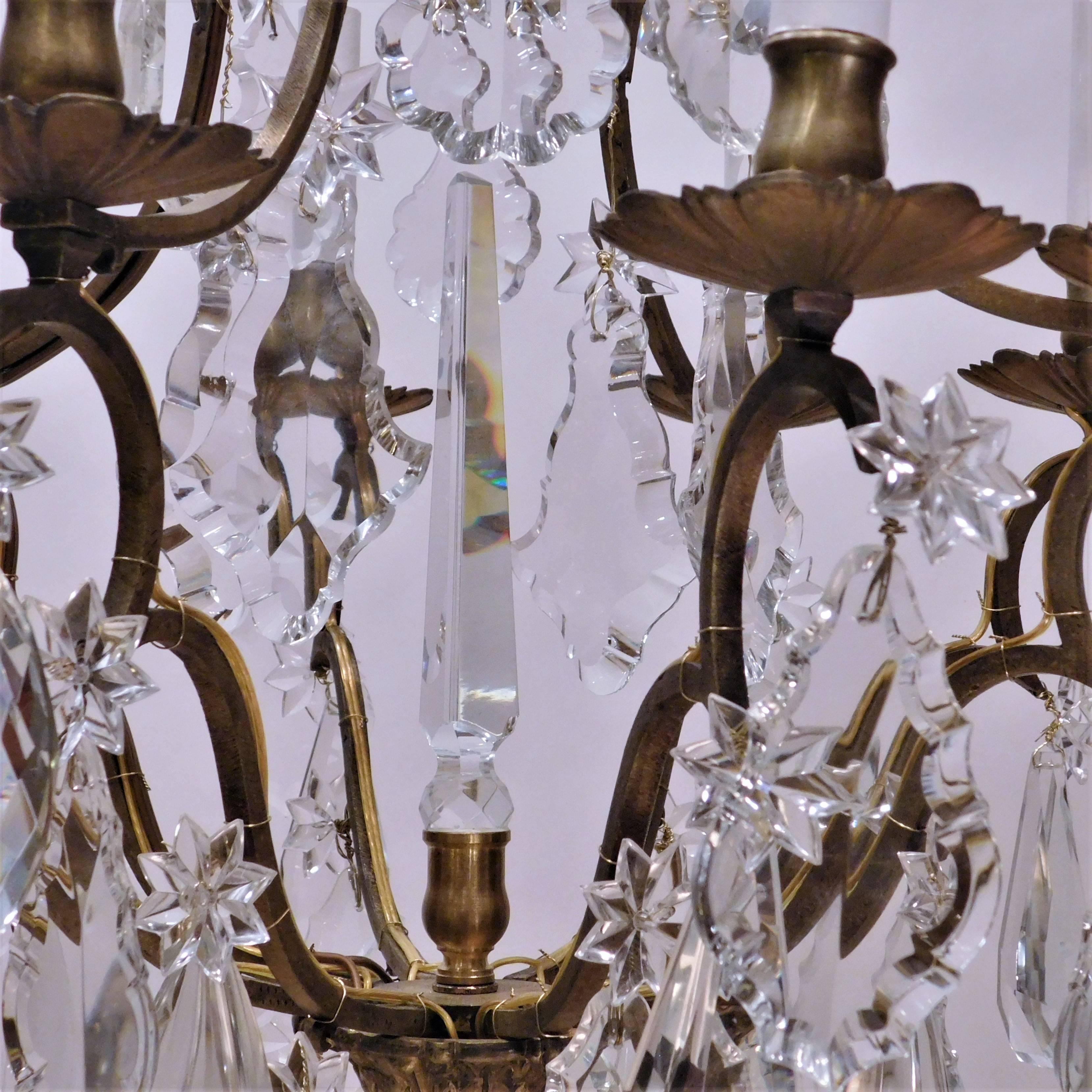 Louis XV Style Eight-Light Bronze and Crystal Chandelier, France, circa 1900 1