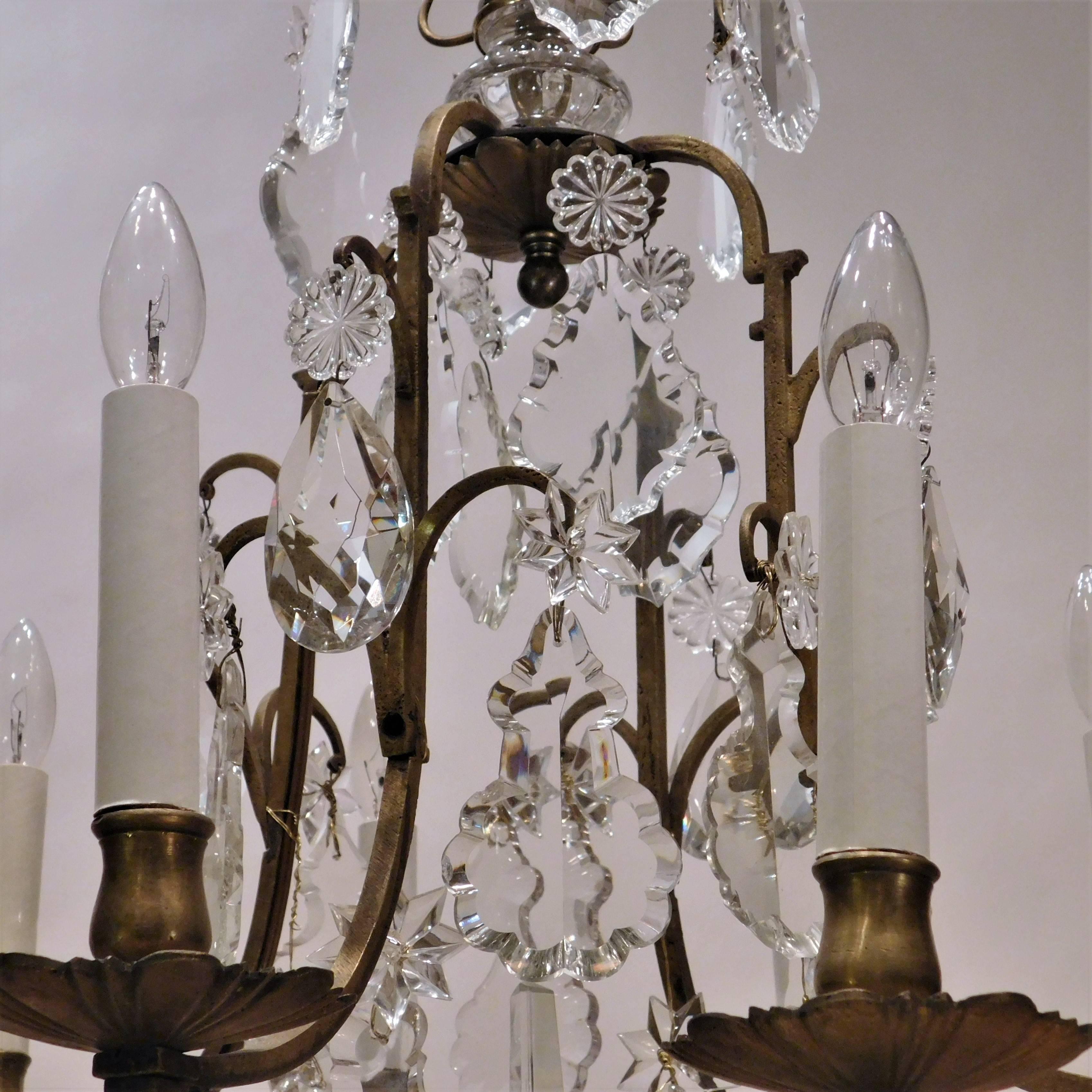 Louis XV Style Eight-Light Bronze and Crystal Chandelier, France, circa 1900 4