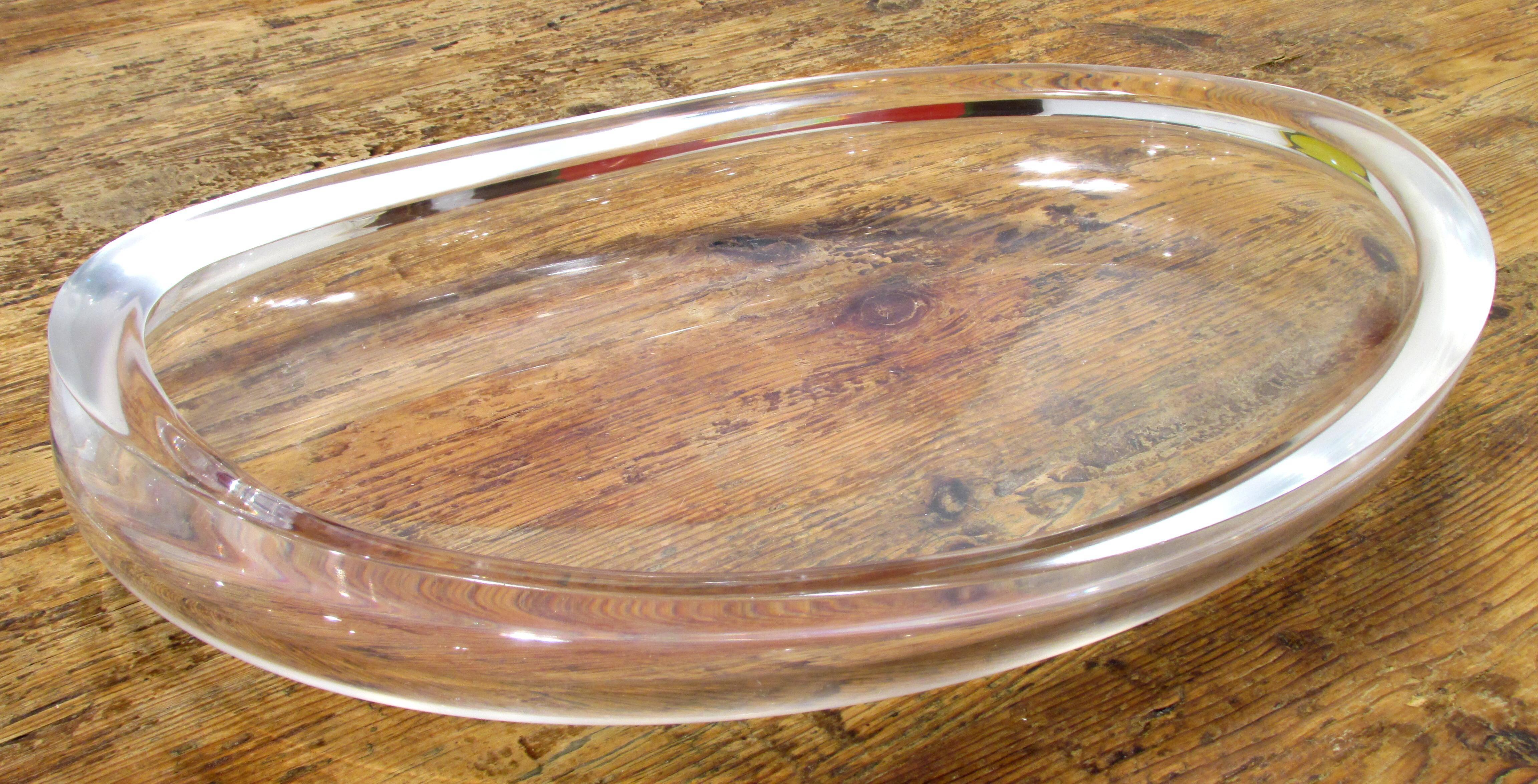Mid-Century Modern Large Lucite Oval Bowl