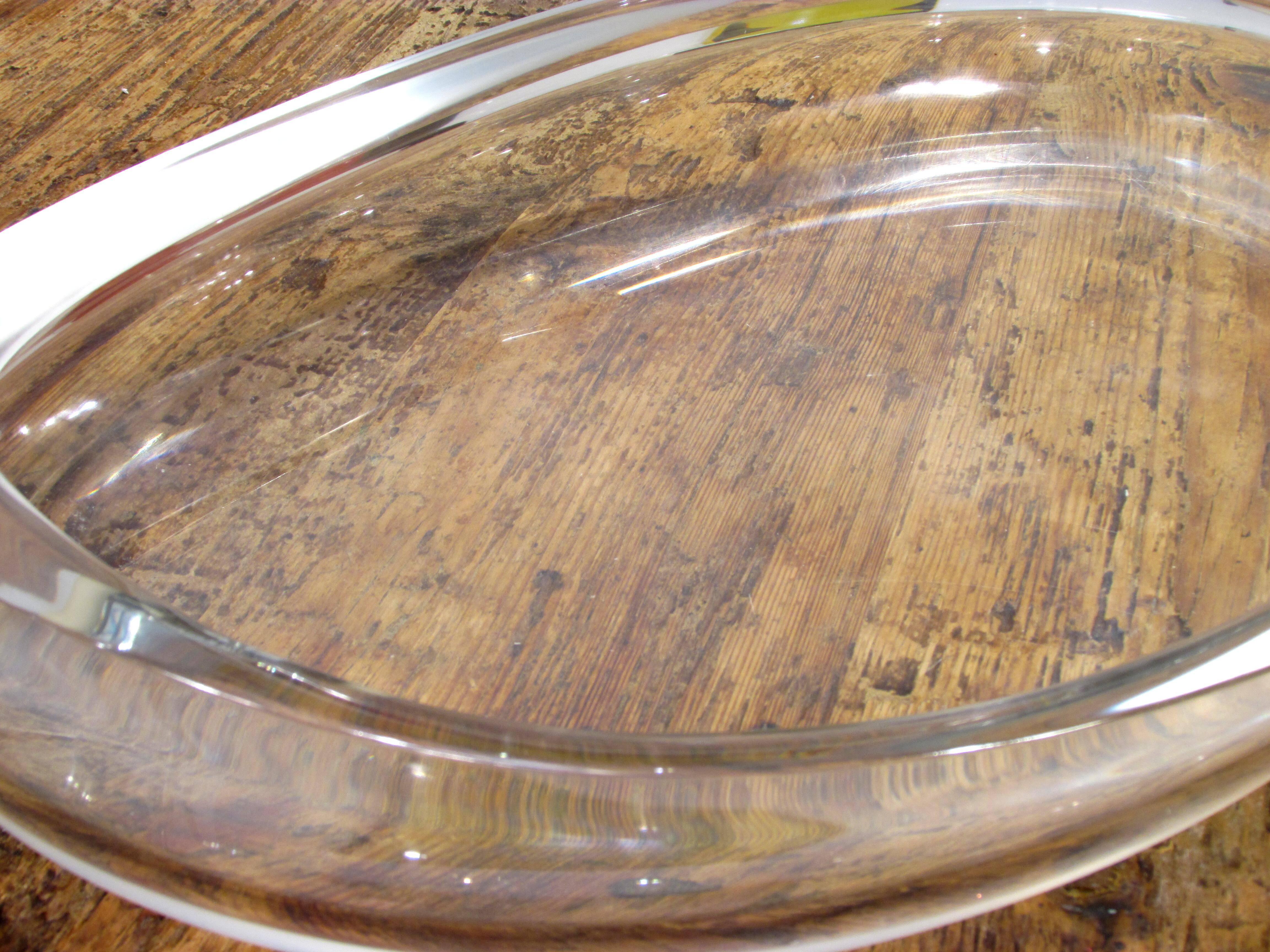 Mid-20th Century Large Lucite Oval Bowl