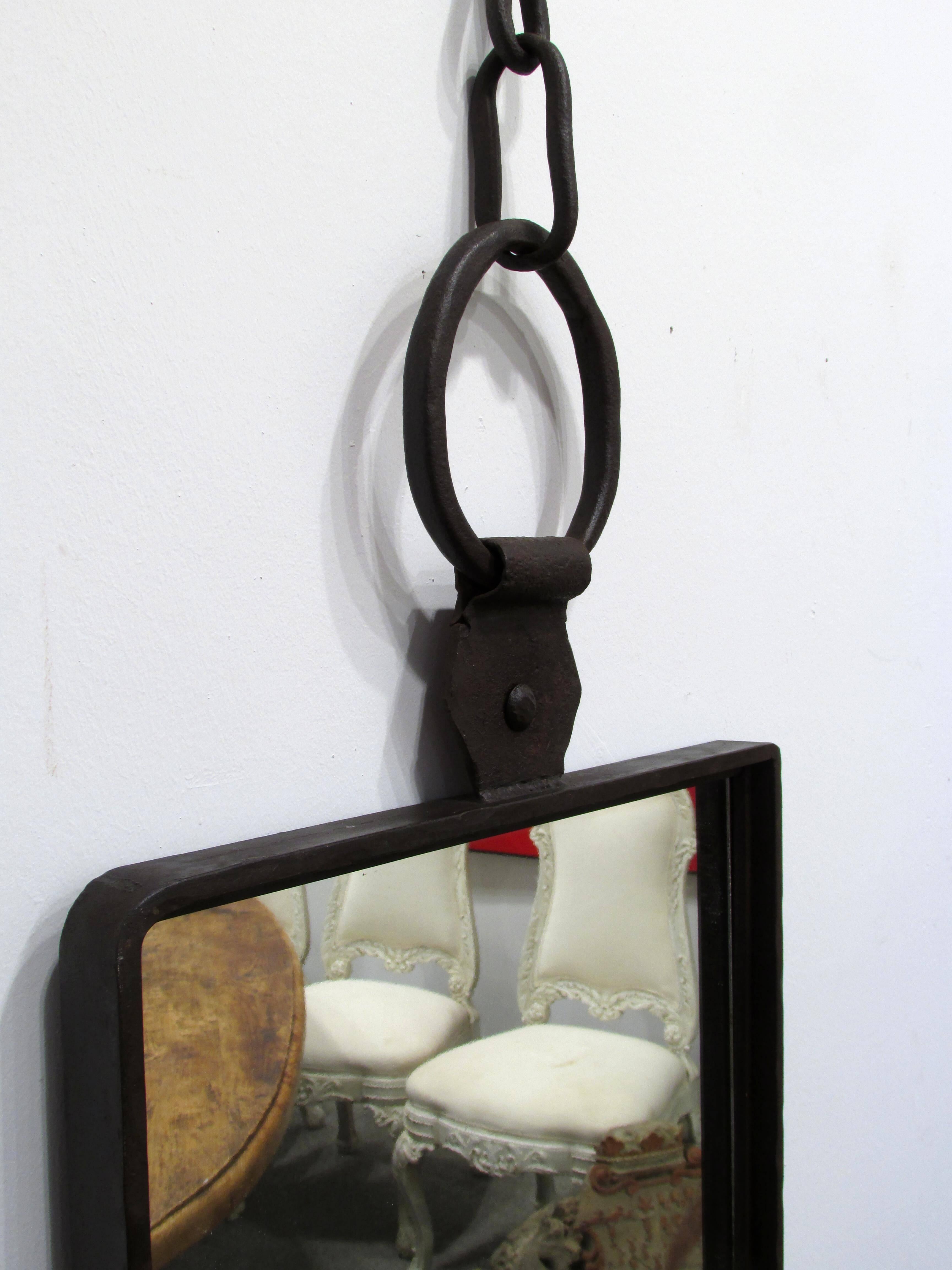 Hand-Wrought Iron Mirror In Good Condition In High Point, NC