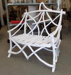 Rustic White Twig Bench