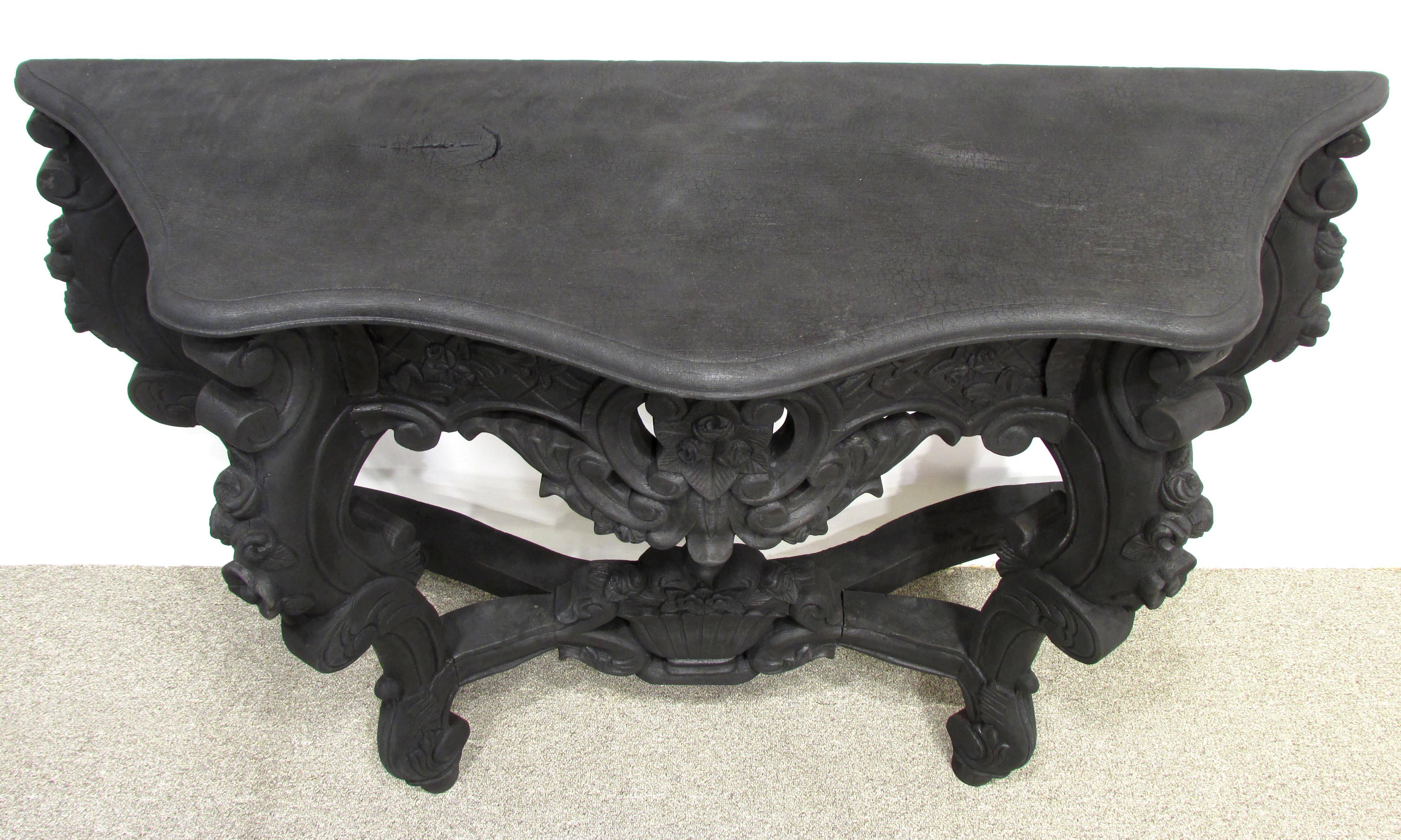 Wood Charred Louis XV Style Console