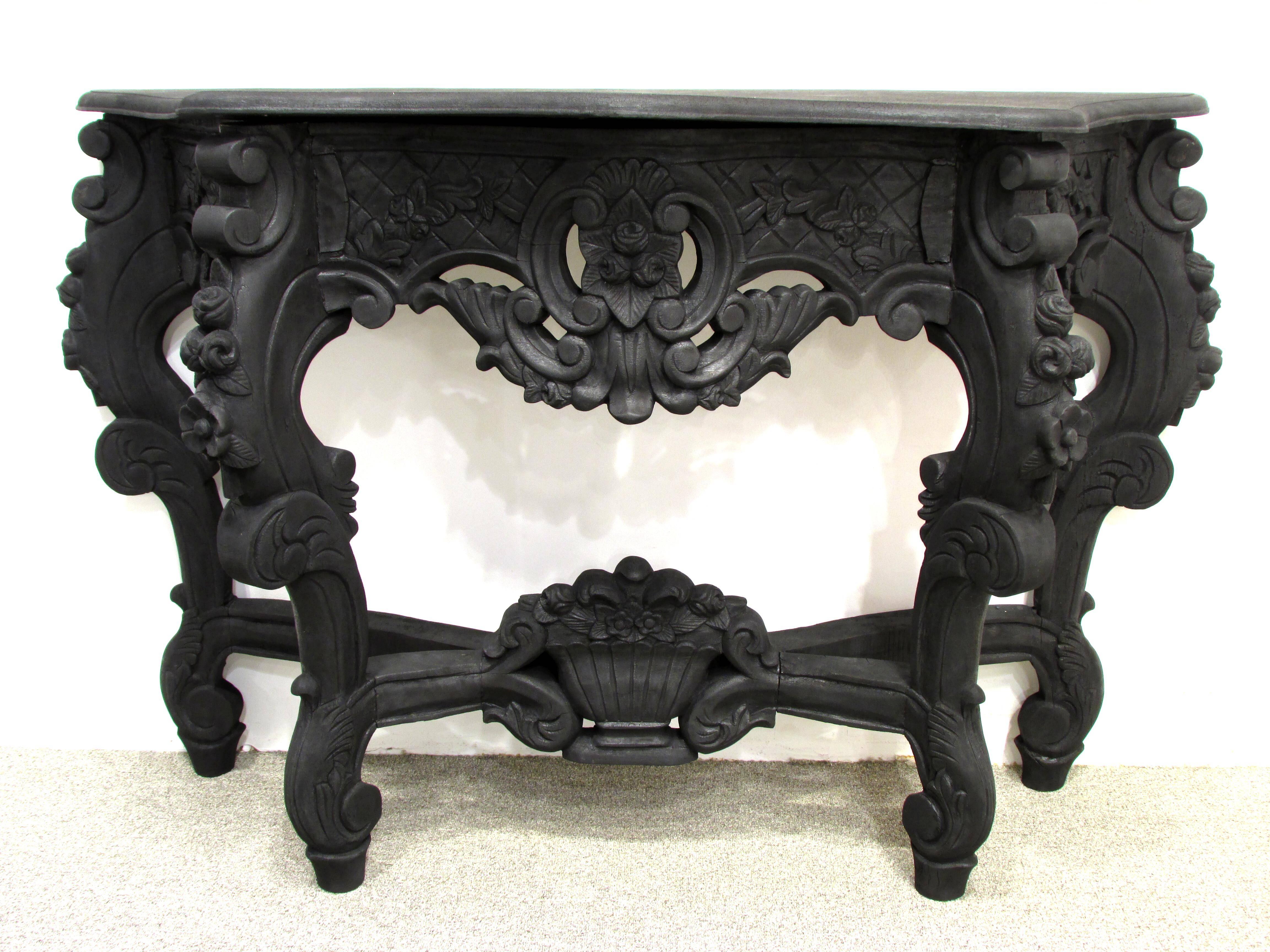 Charred and burnt Louis XV style console table 