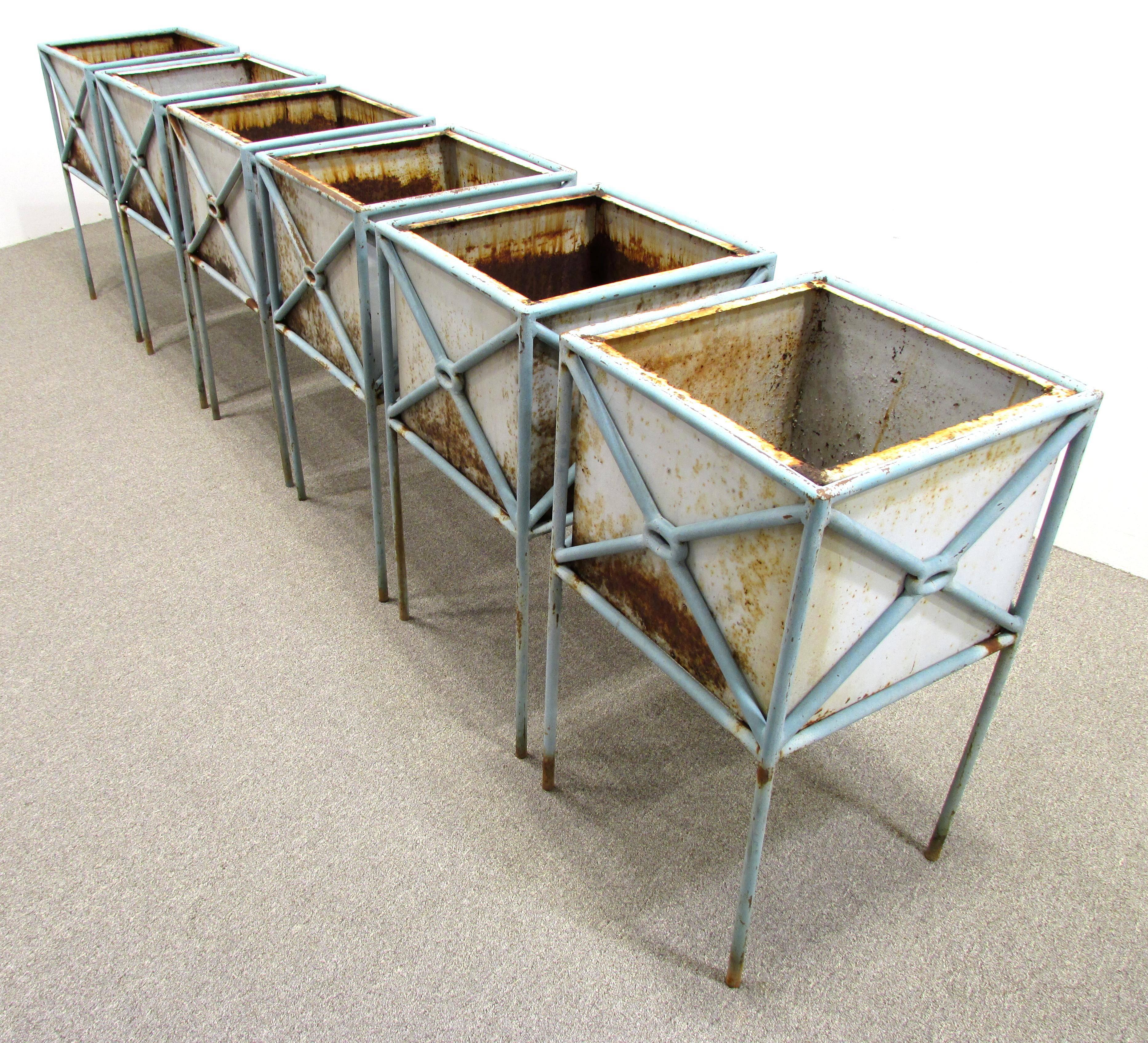 Welded Six 1980s Planter Boxes For Sale