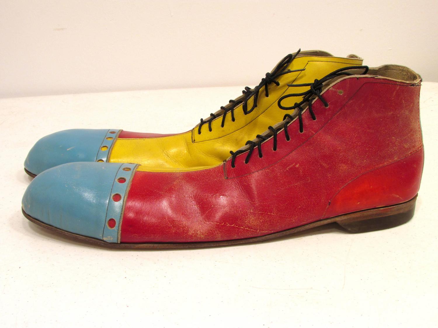 Pair of Long Multicolor Vintage Clown Shoes For Sale at