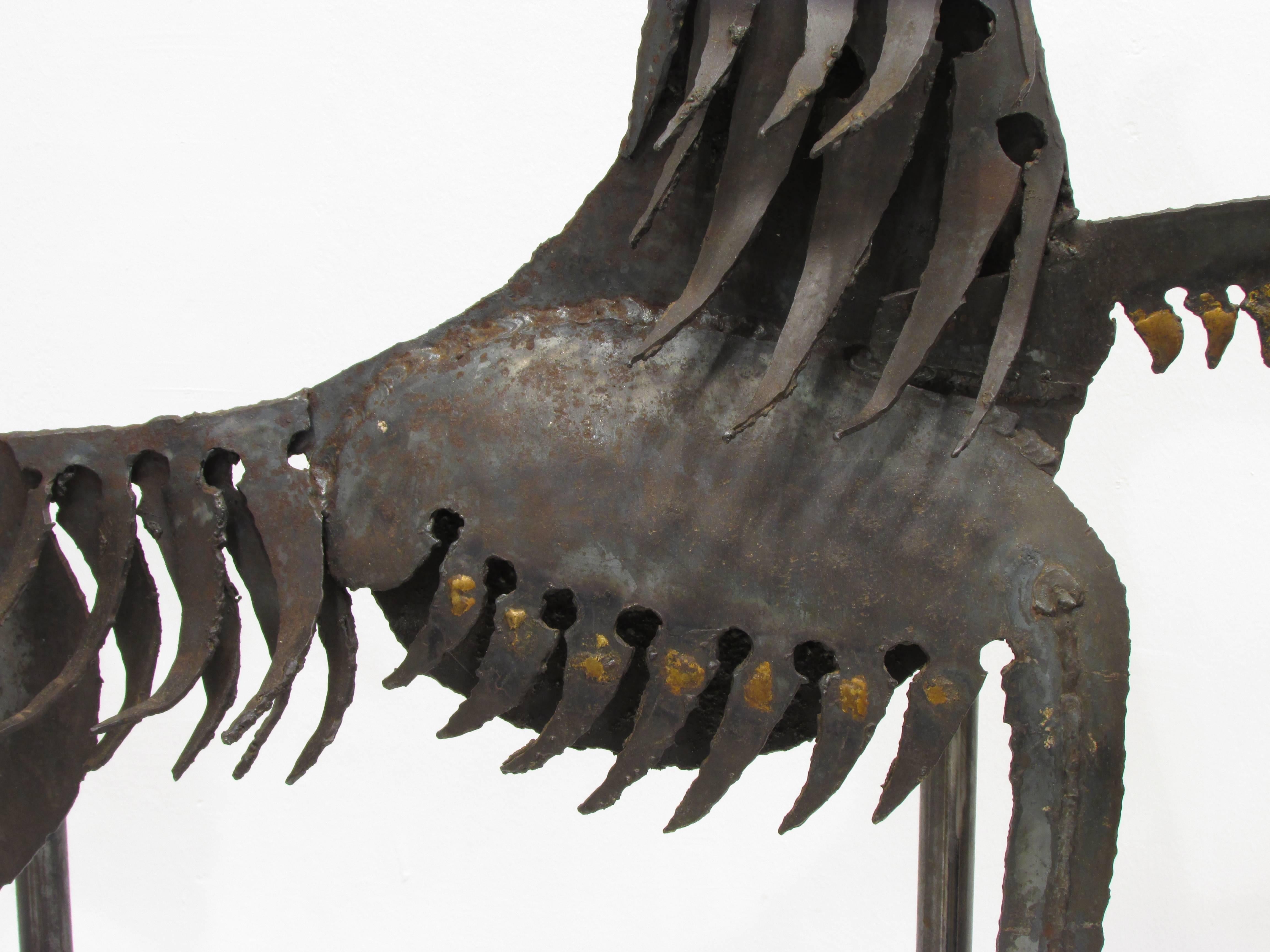 Mid-20th Century Haitian Metal Rooster Goat Sculpture For Sale