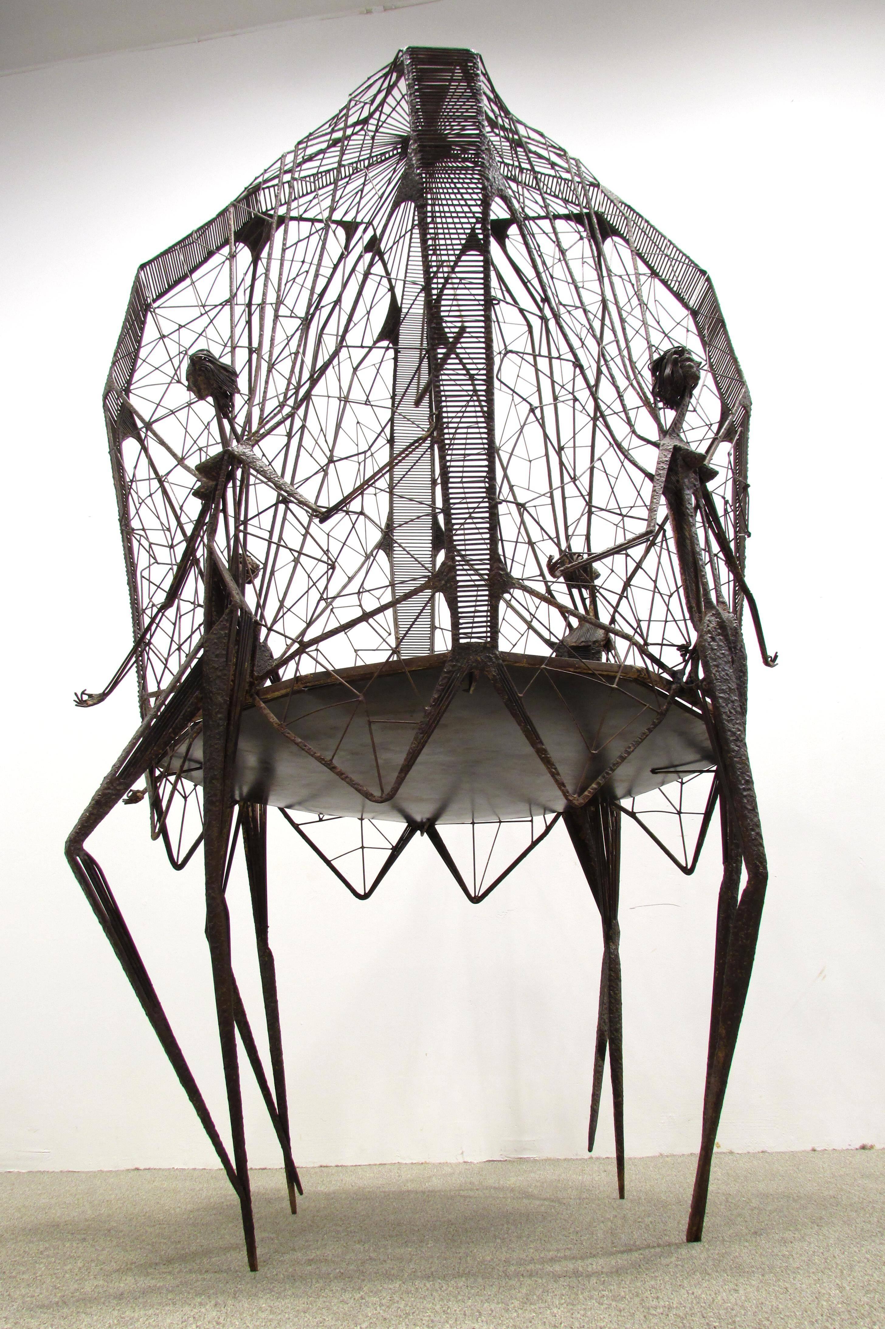 Italian Huge Spider Web Sculptural Birdcage
